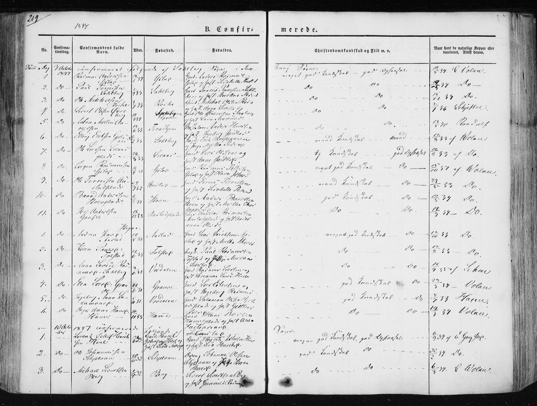 Ministerialprotokoller, klokkerbøker og fødselsregistre - Nord-Trøndelag, AV/SAT-A-1458/730/L0280: Parish register (official) no. 730A07 /1, 1840-1854, p. 209