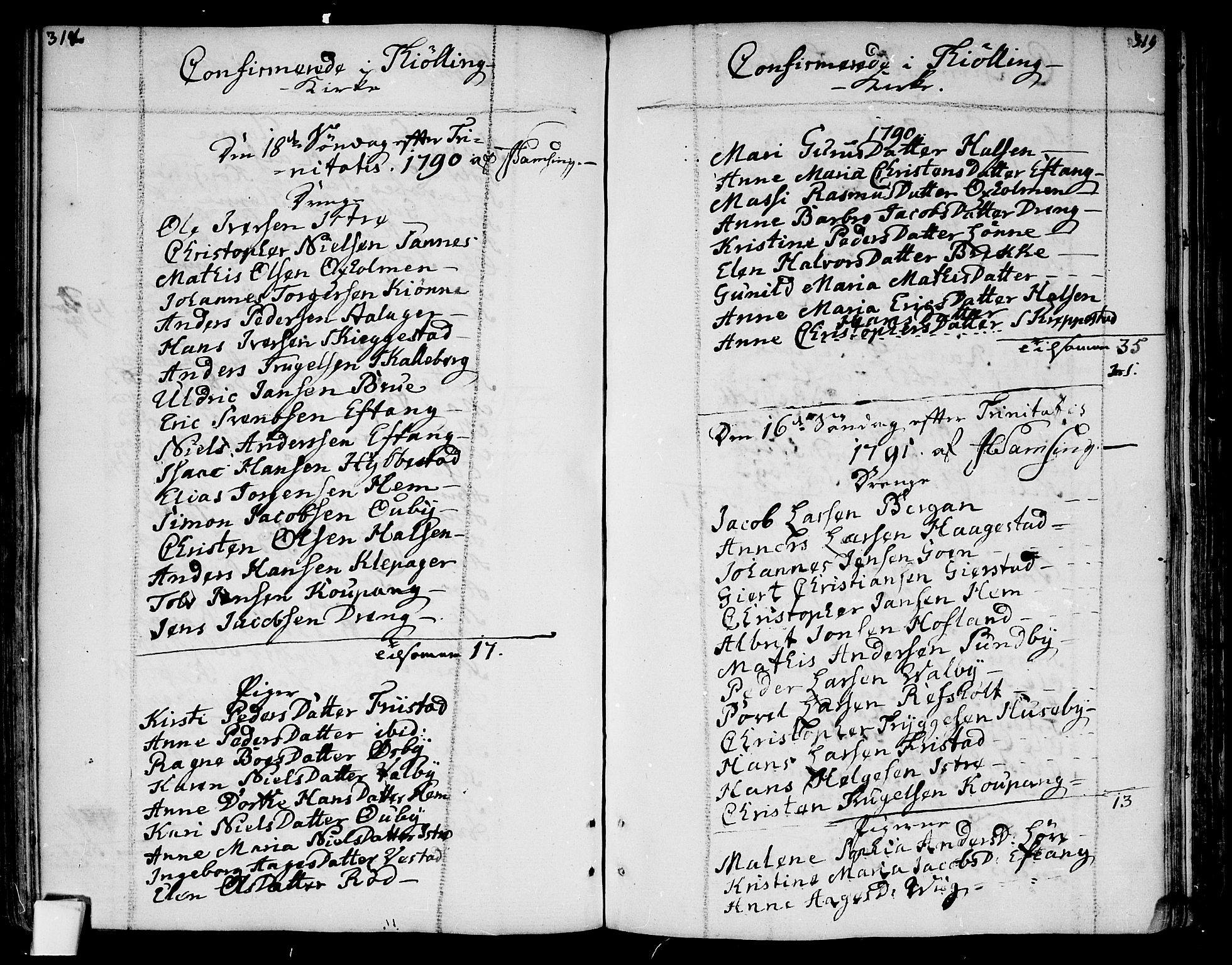 Tjølling kirkebøker, SAKO/A-60/F/Fa/L0004: Parish register (official) no. 4, 1779-1817, p. 318-319