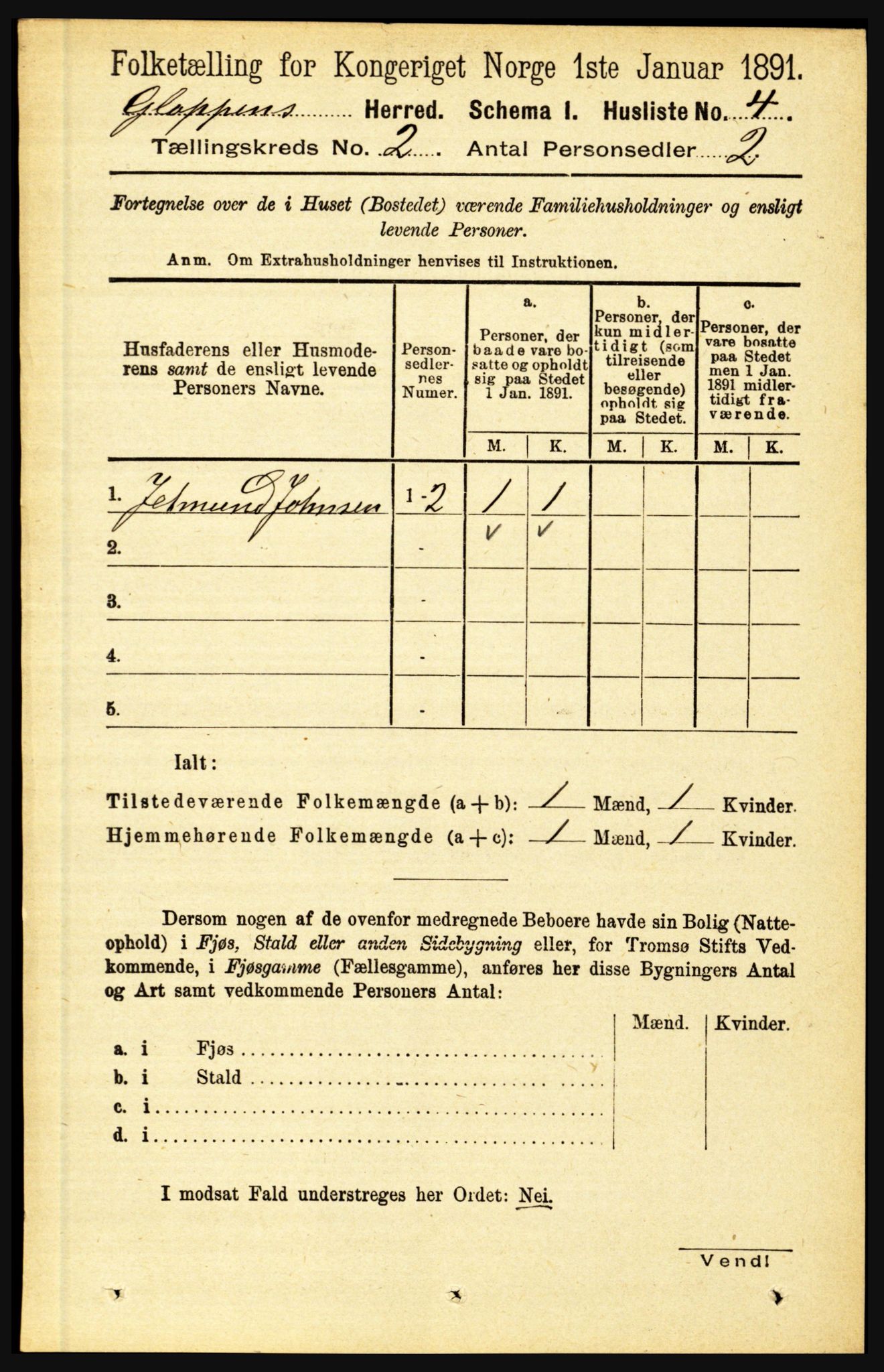 RA, 1891 census for 1445 Gloppen, 1891, p. 555