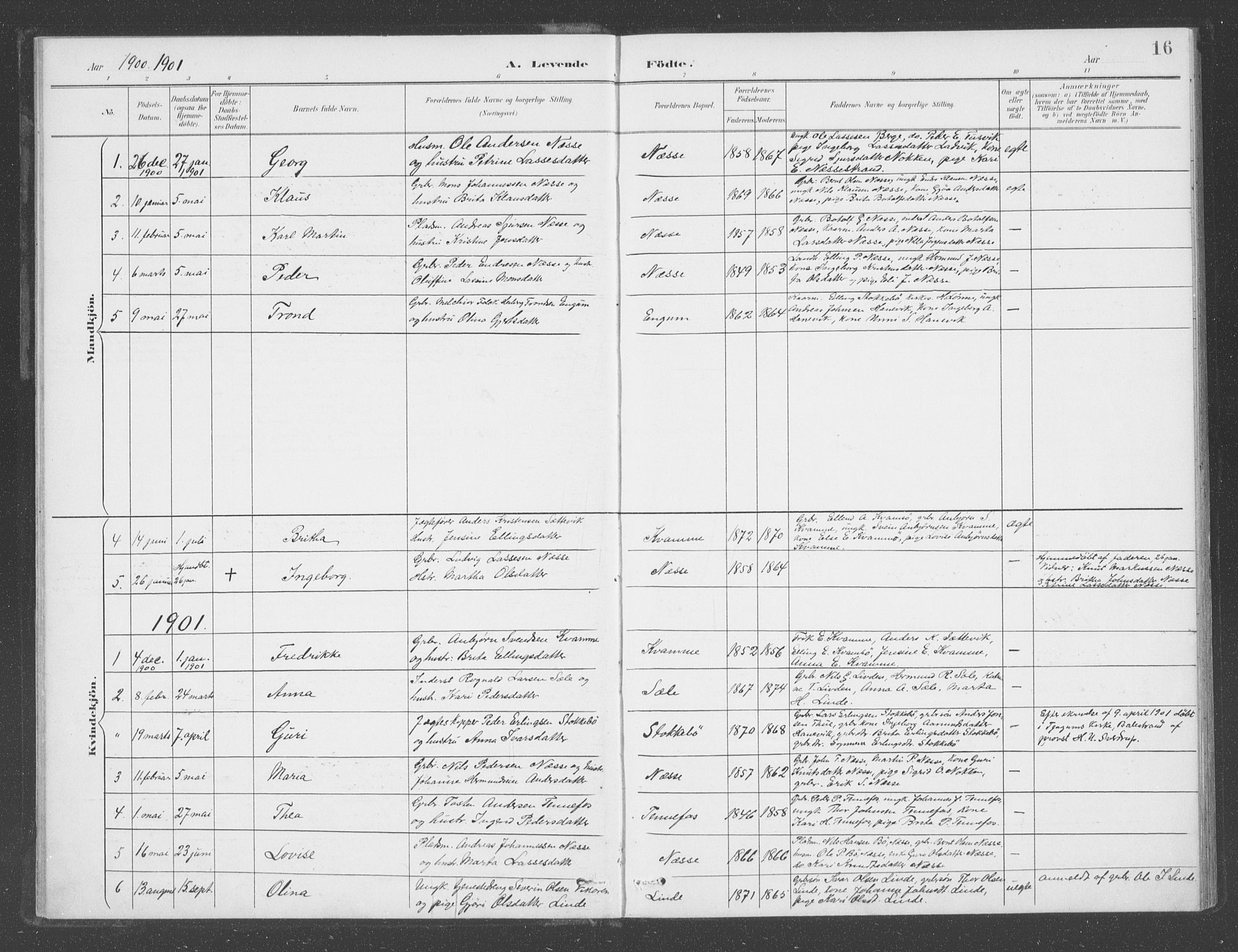 Vik sokneprestembete, AV/SAB-A-81501/H/Haa/Haad/L0002: Parish register (official) no. D  2, 1891-1907, p. 16