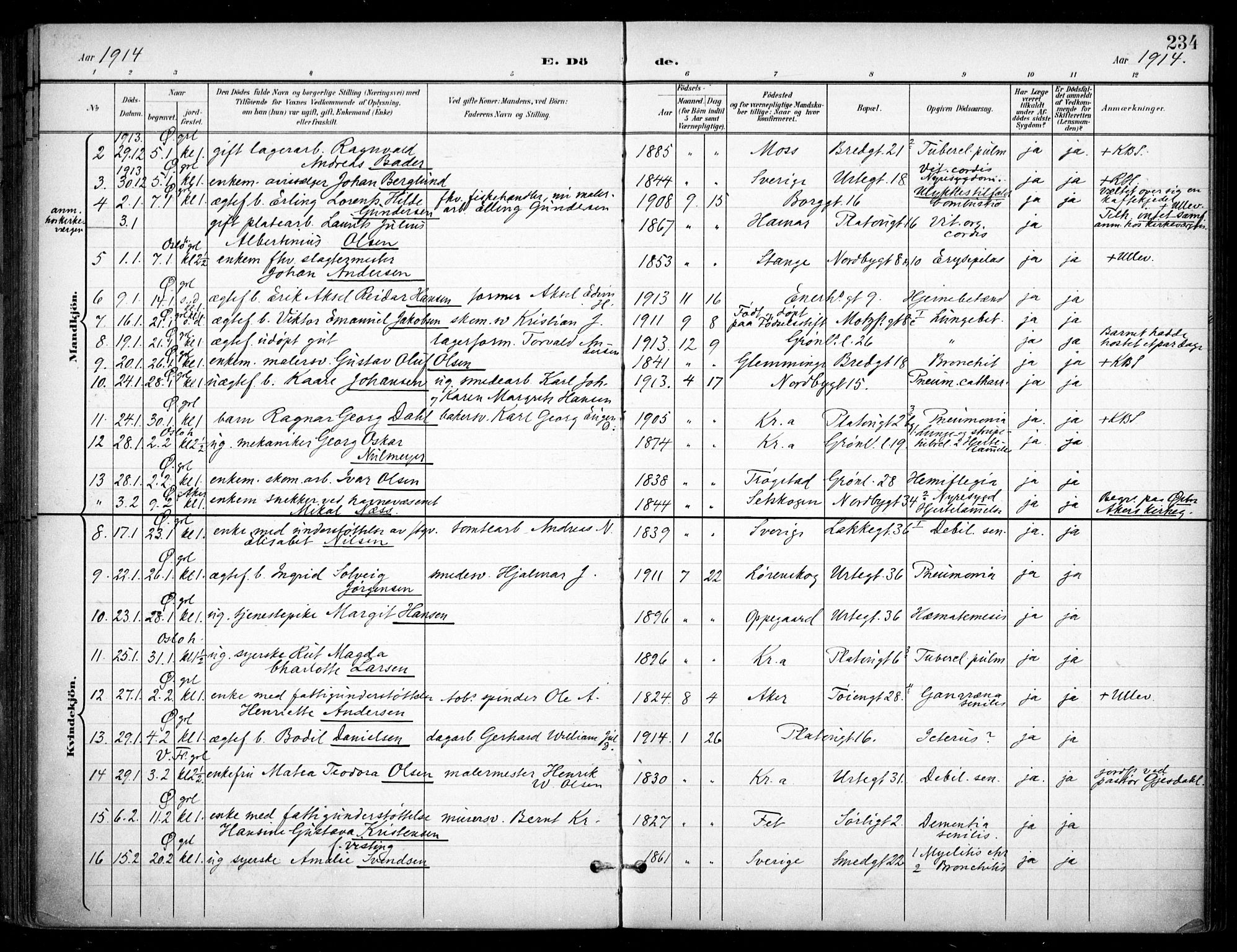Grønland prestekontor Kirkebøker, SAO/A-10848/F/Fa/L0016: Parish register (official) no. 16, 1898-1918, p. 234