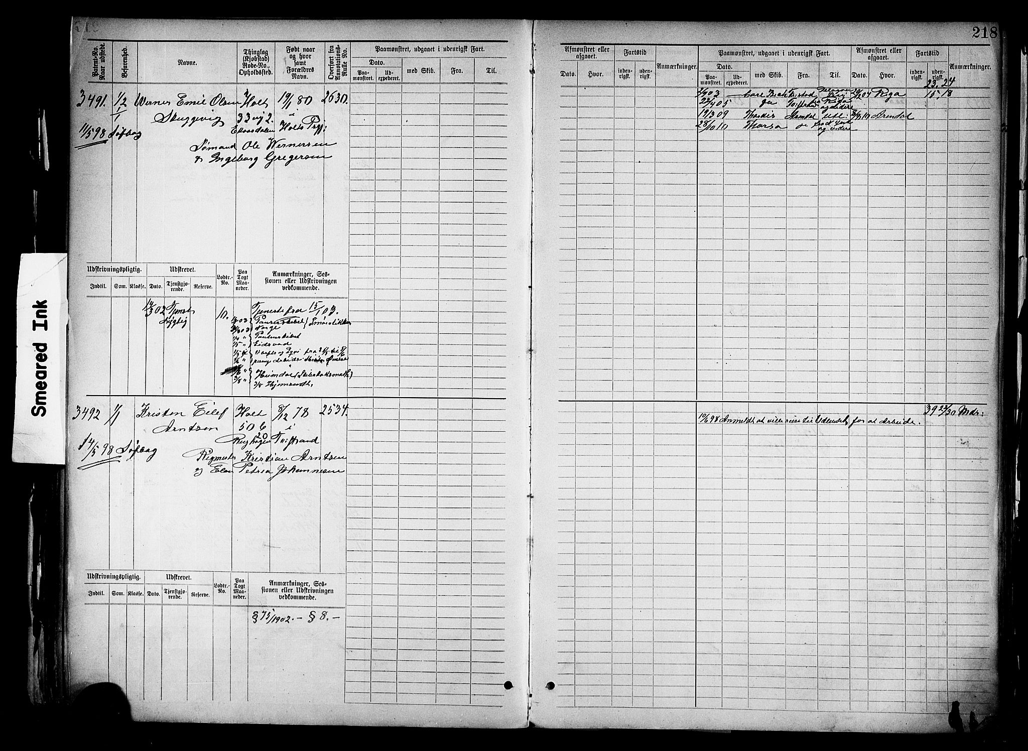 Tvedestrand mønstringskrets, SAK/2031-0011/F/Fb/L0019: Hovedrulle nr 3057-3818, U-35, 1892-1906, p. 226