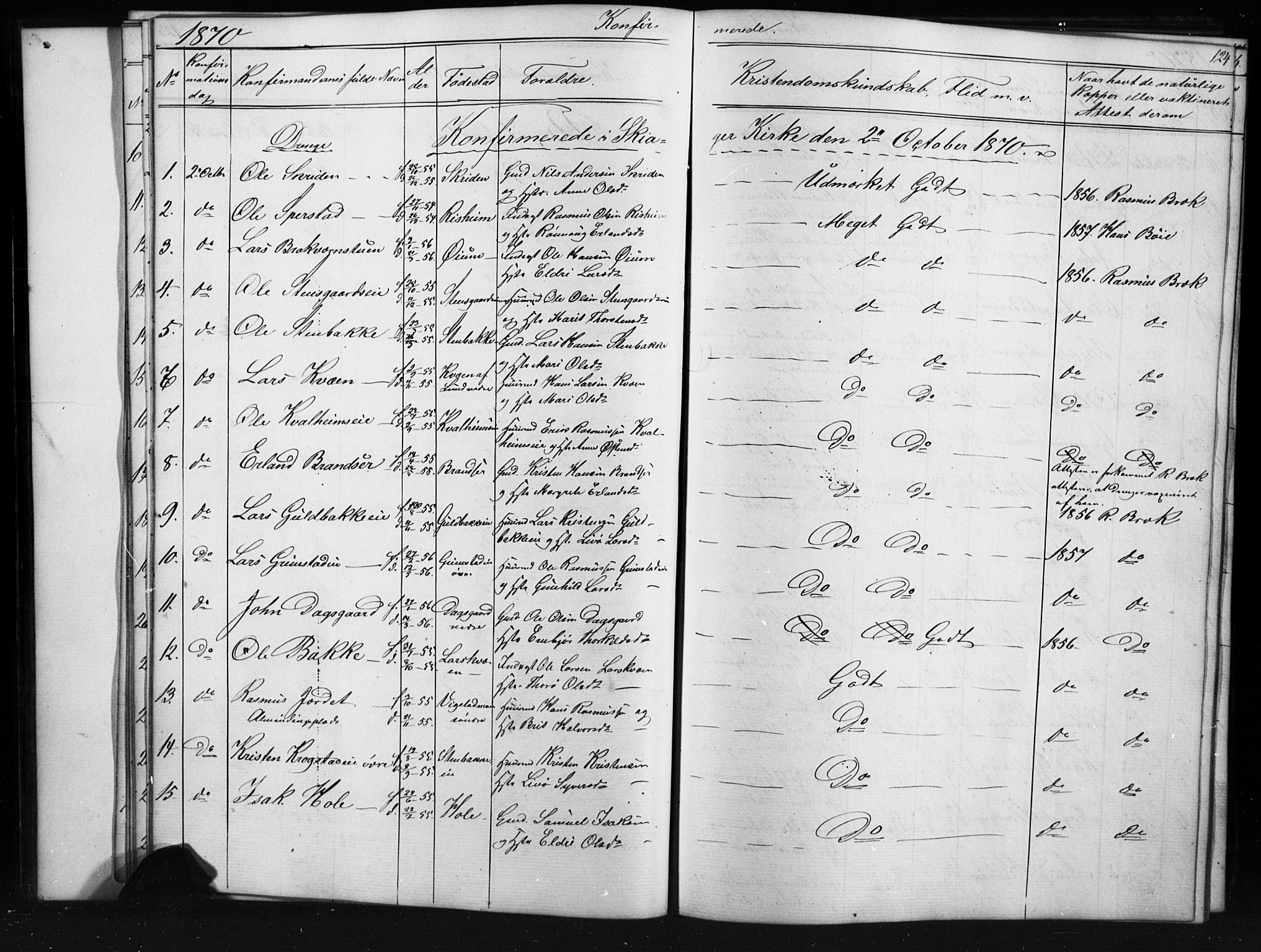 Skjåk prestekontor, SAH/PREST-072/H/Ha/Hab/L0001: Parish register (copy) no. 1, 1865-1893, p. 124