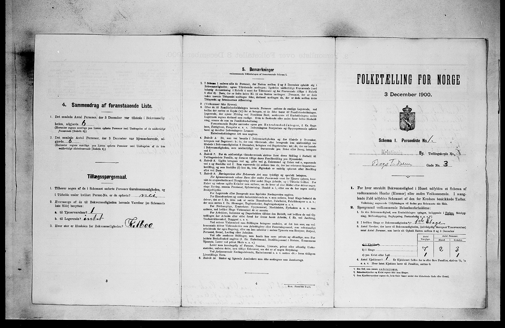 SAO, 1900 census for Kristiania, 1900, p. 6319