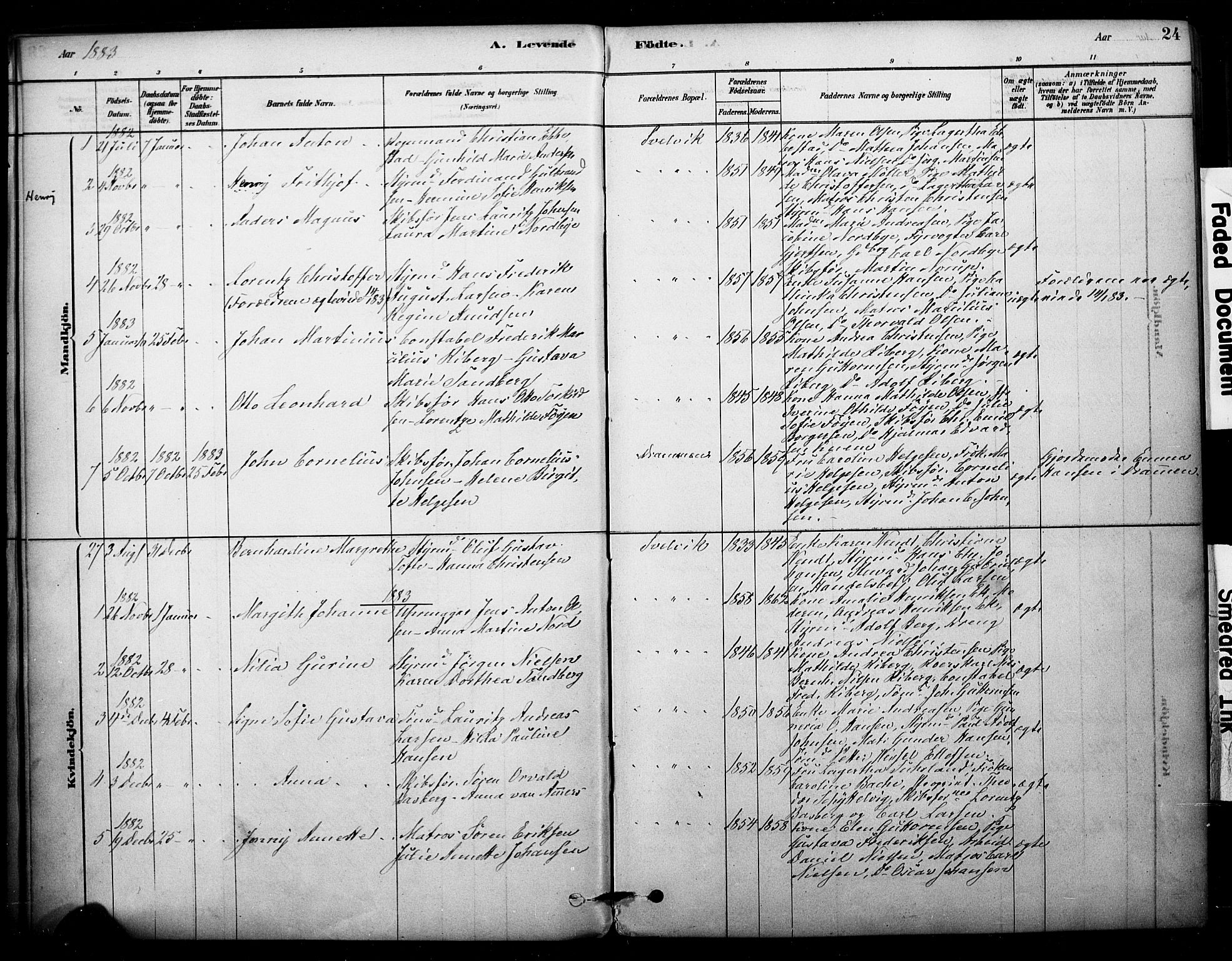 Strømm kirkebøker, AV/SAKO-A-322/F/Fb/L0001: Parish register (official) no. II 1, 1878-1899, p. 24