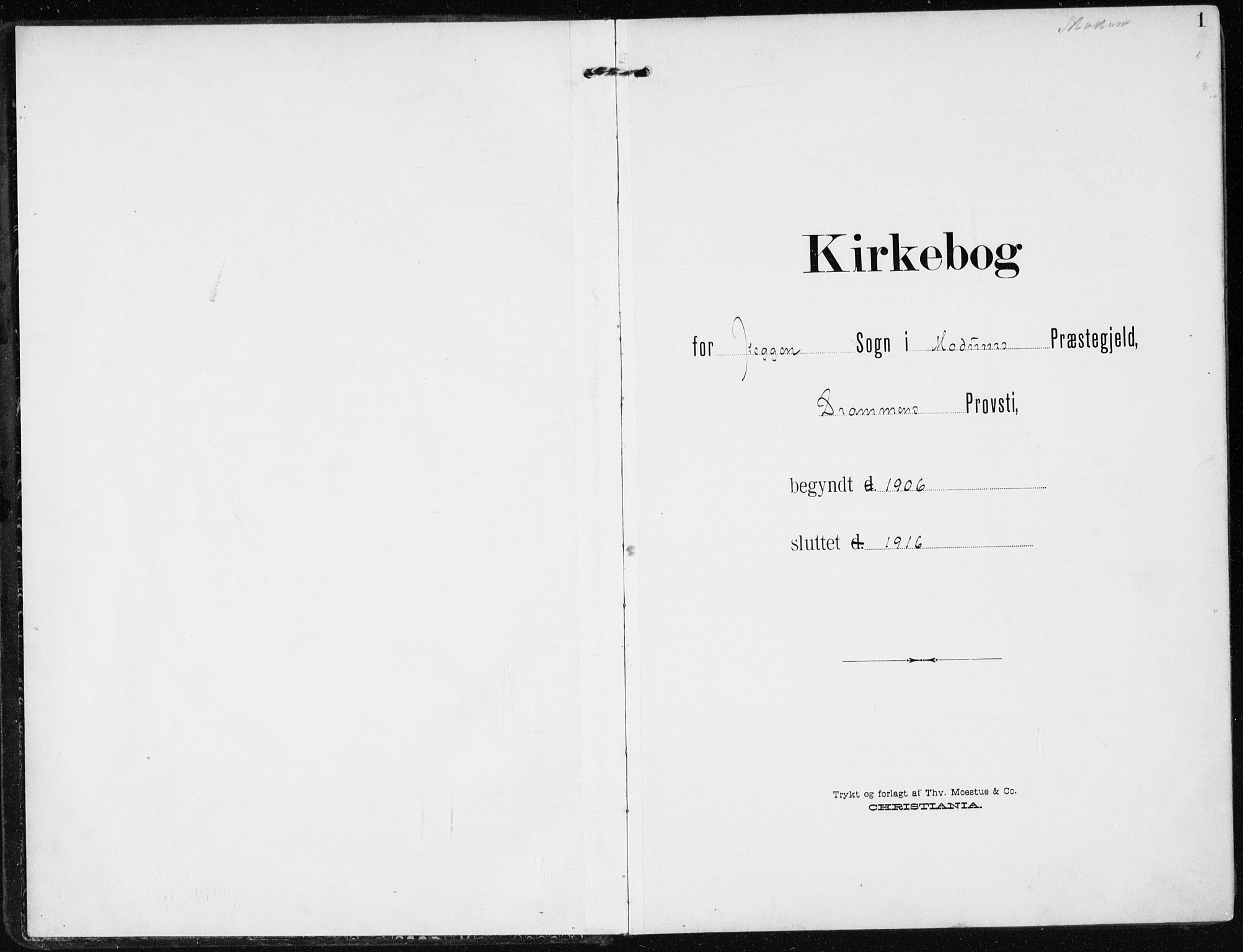 Modum kirkebøker, SAKO/A-234/F/Fa/L0014b: Parish register (official) no. 14B, 1906-1917, p. 1