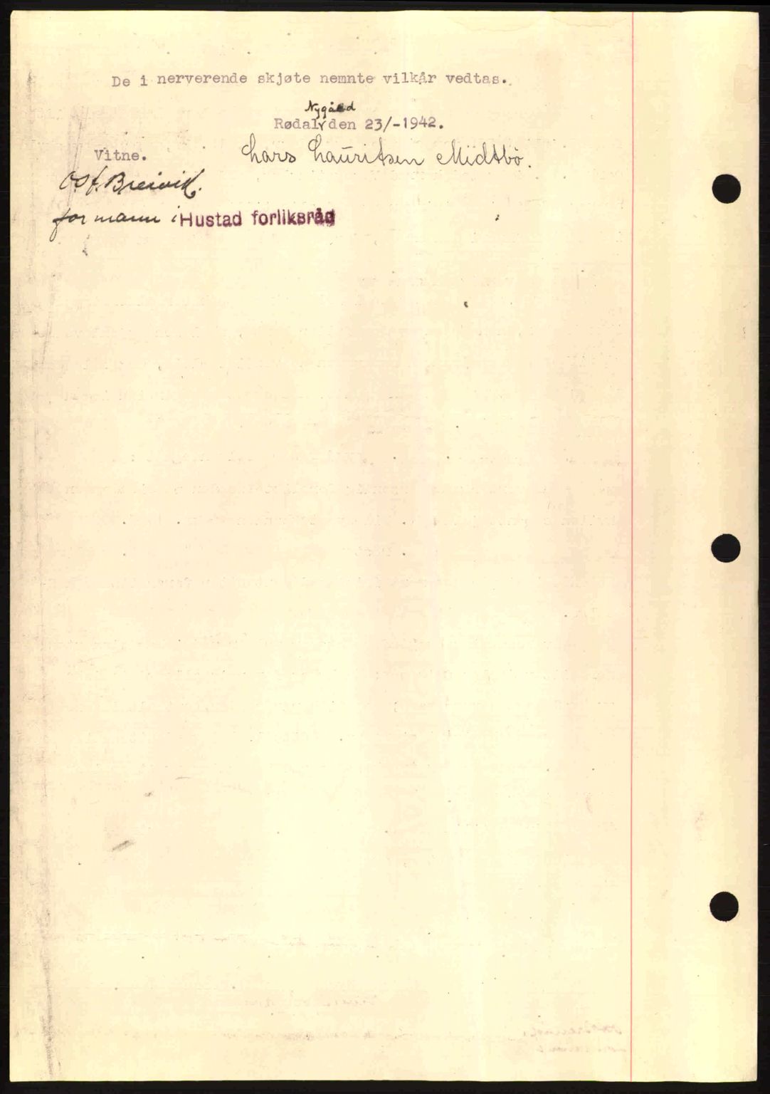 Romsdal sorenskriveri, AV/SAT-A-4149/1/2/2C: Mortgage book no. A12, 1942-1942, Diary no: : 492/1942