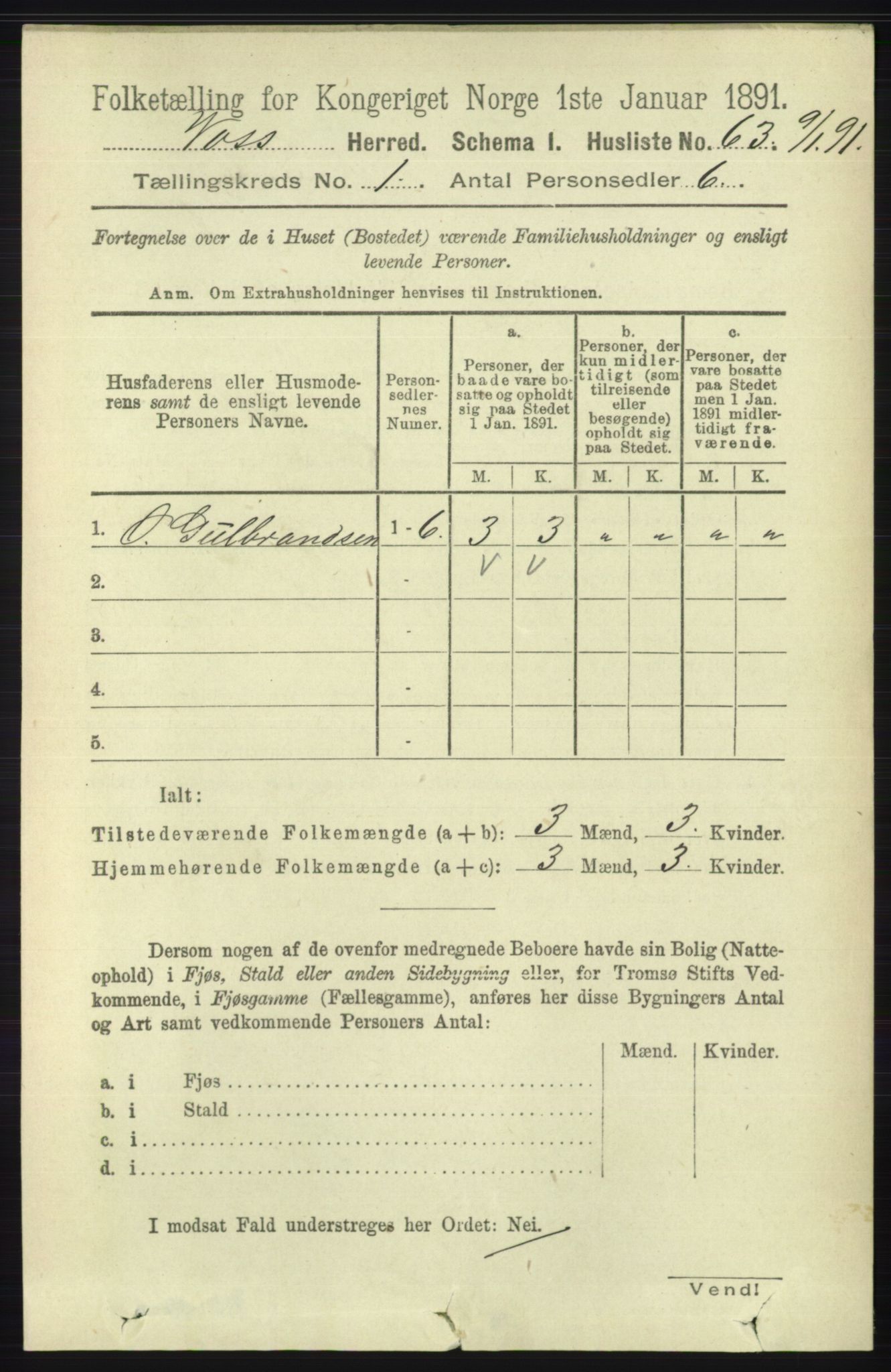 RA, 1891 census for 1235 Voss, 1891, p. 102