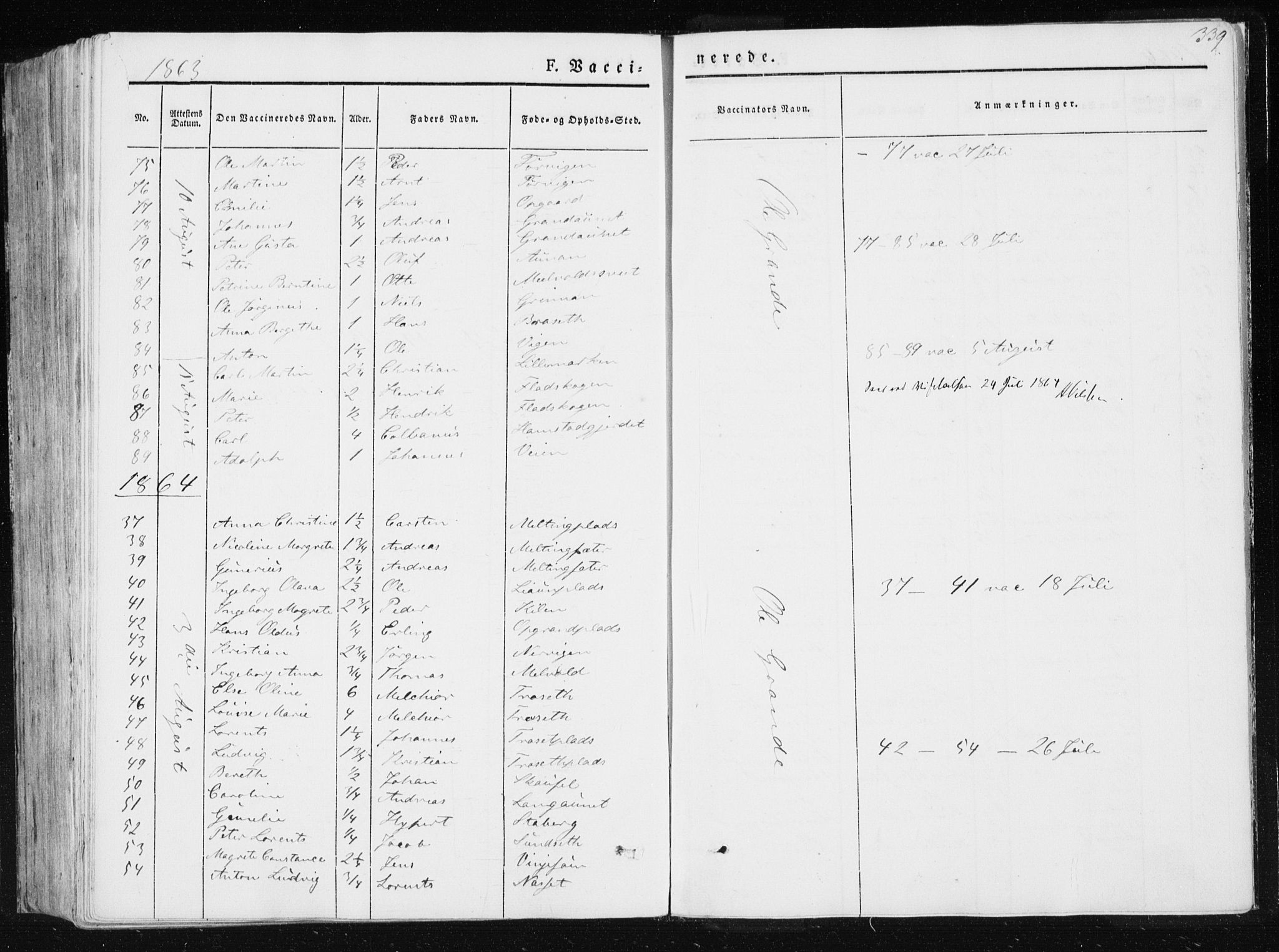 Ministerialprotokoller, klokkerbøker og fødselsregistre - Nord-Trøndelag, SAT/A-1458/733/L0323: Parish register (official) no. 733A02, 1843-1870, p. 339