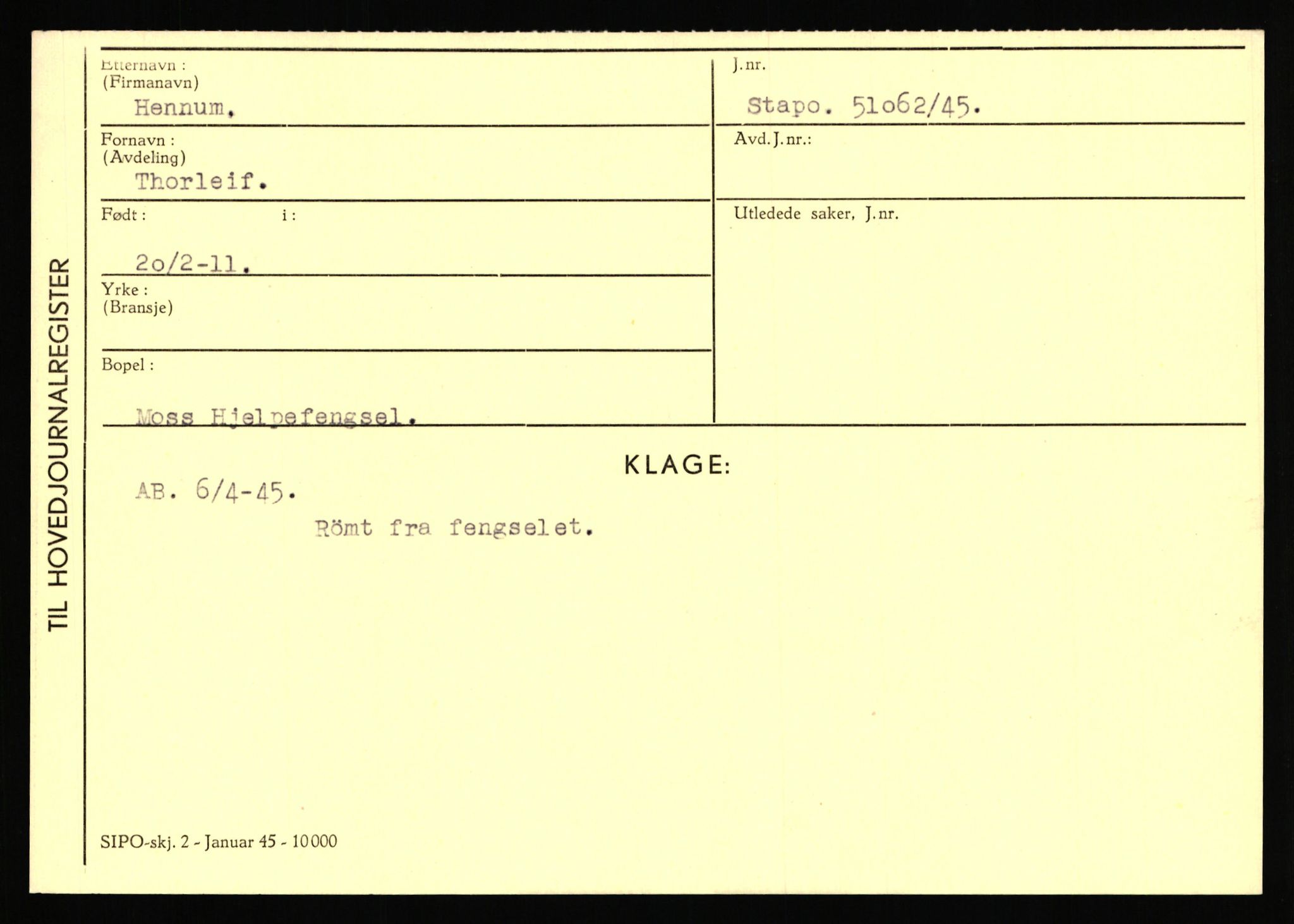 Statspolitiet - Hovedkontoret / Osloavdelingen, AV/RA-S-1329/C/Ca/L0006: Hanche - Hokstvedt, 1943-1945, p. 3601