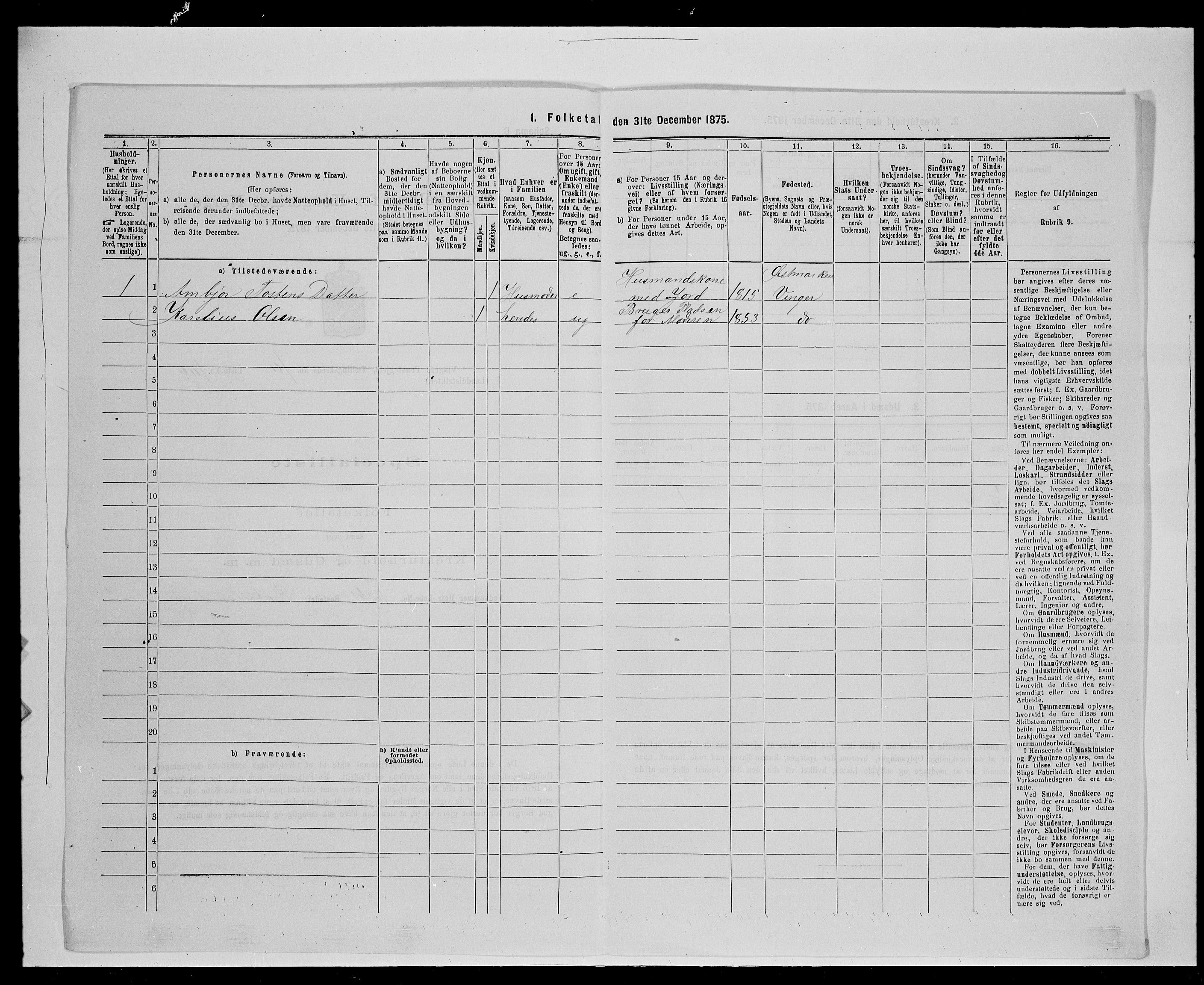 SAH, 1875 census for 0421L Vinger/Vinger og Austmarka, 1875, p. 1815