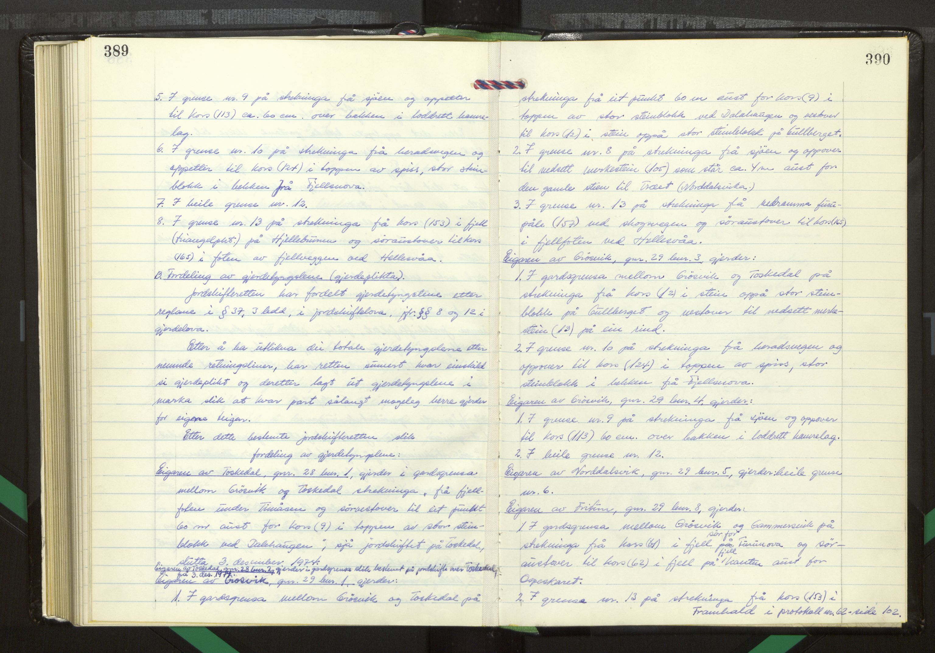 Hordaland jordskiftedøme - I Nordhordland jordskiftedistrikt, AV/SAB-A-6801/A/Aa/L0061: Forhandlingsprotokoll, 1973-1977, p. 389-390