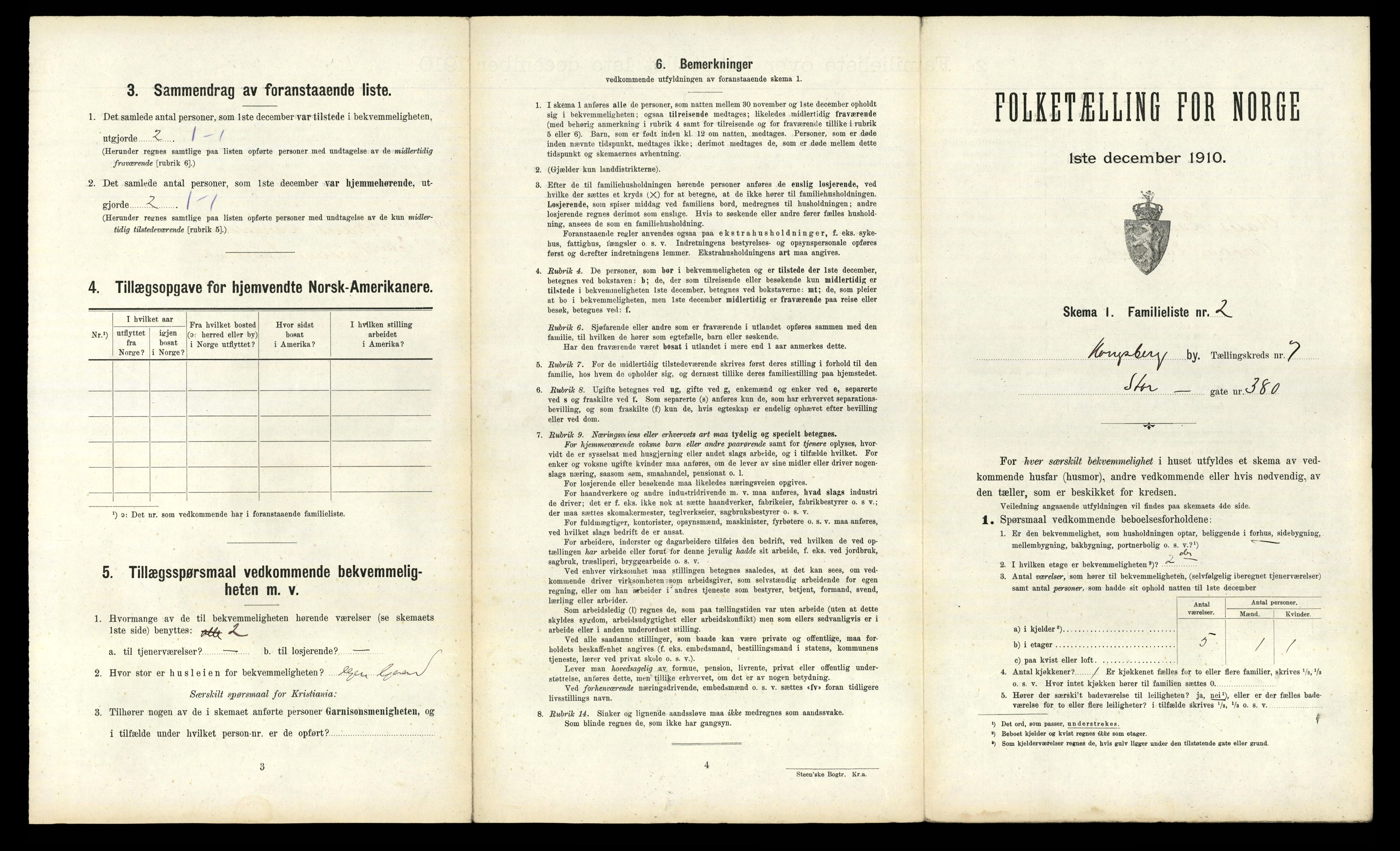 RA, 1910 census for Kongsberg, 1910, p. 3276