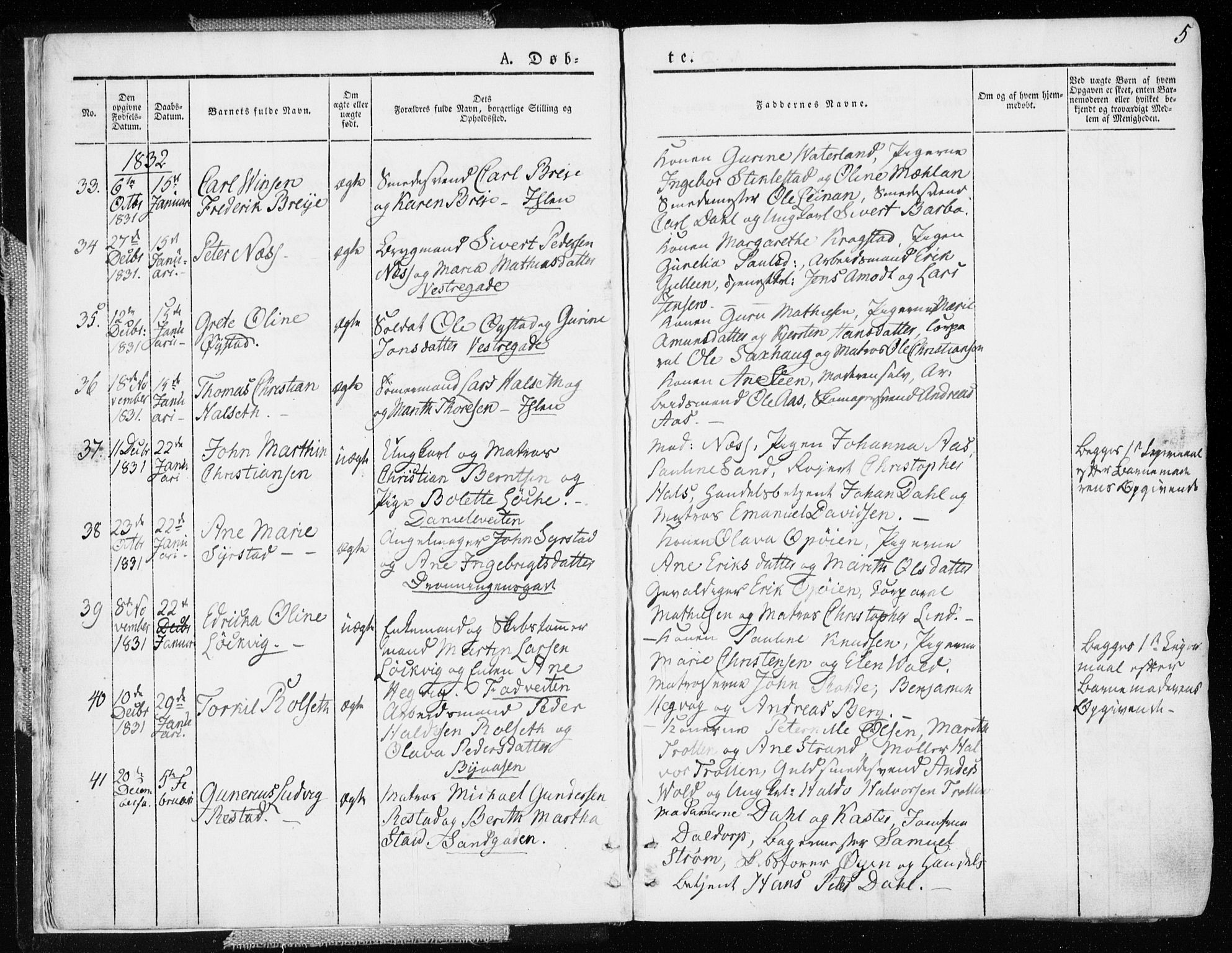 Ministerialprotokoller, klokkerbøker og fødselsregistre - Sør-Trøndelag, AV/SAT-A-1456/601/L0047: Parish register (official) no. 601A15, 1831-1839, p. 5