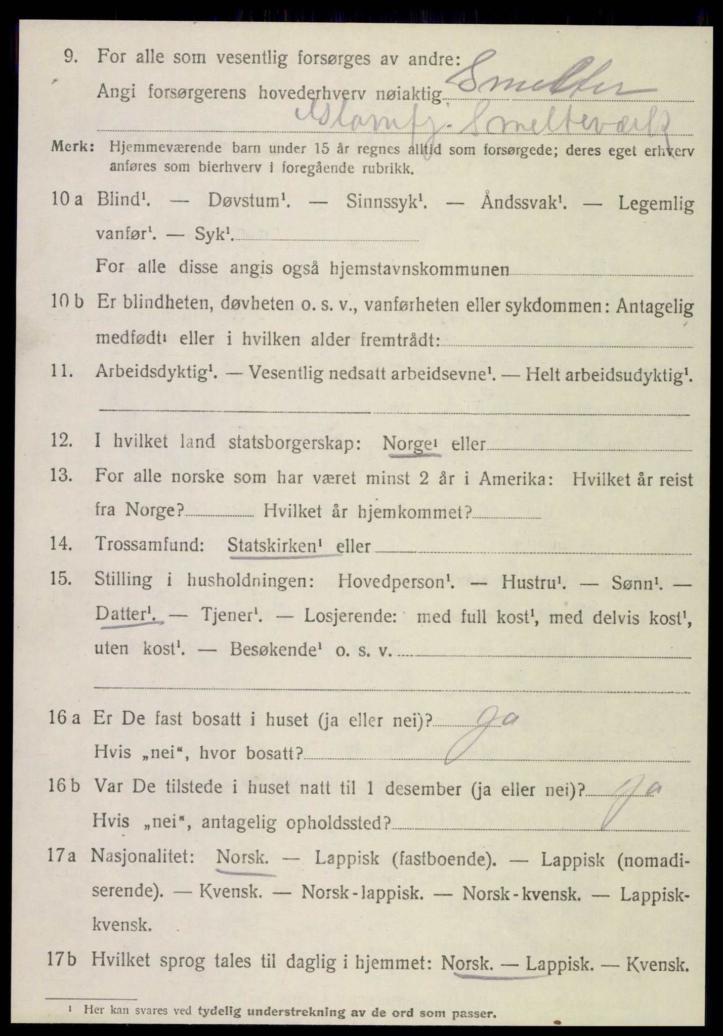 SAT, 1920 census for Meløy, 1920, p. 5838