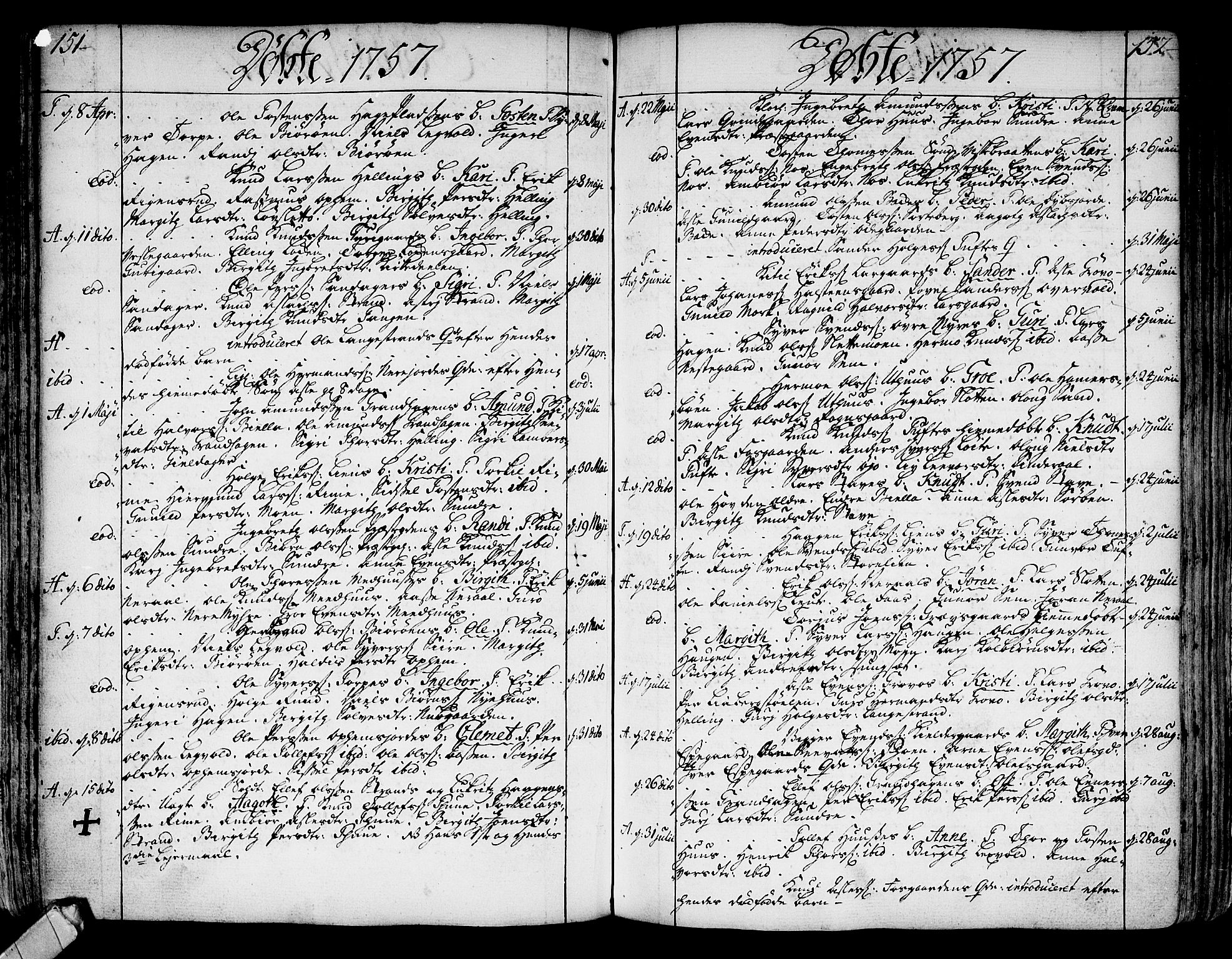 Ål kirkebøker, AV/SAKO-A-249/F/Fa/L0001: Parish register (official) no. I 1, 1744-1769, p. 151-152