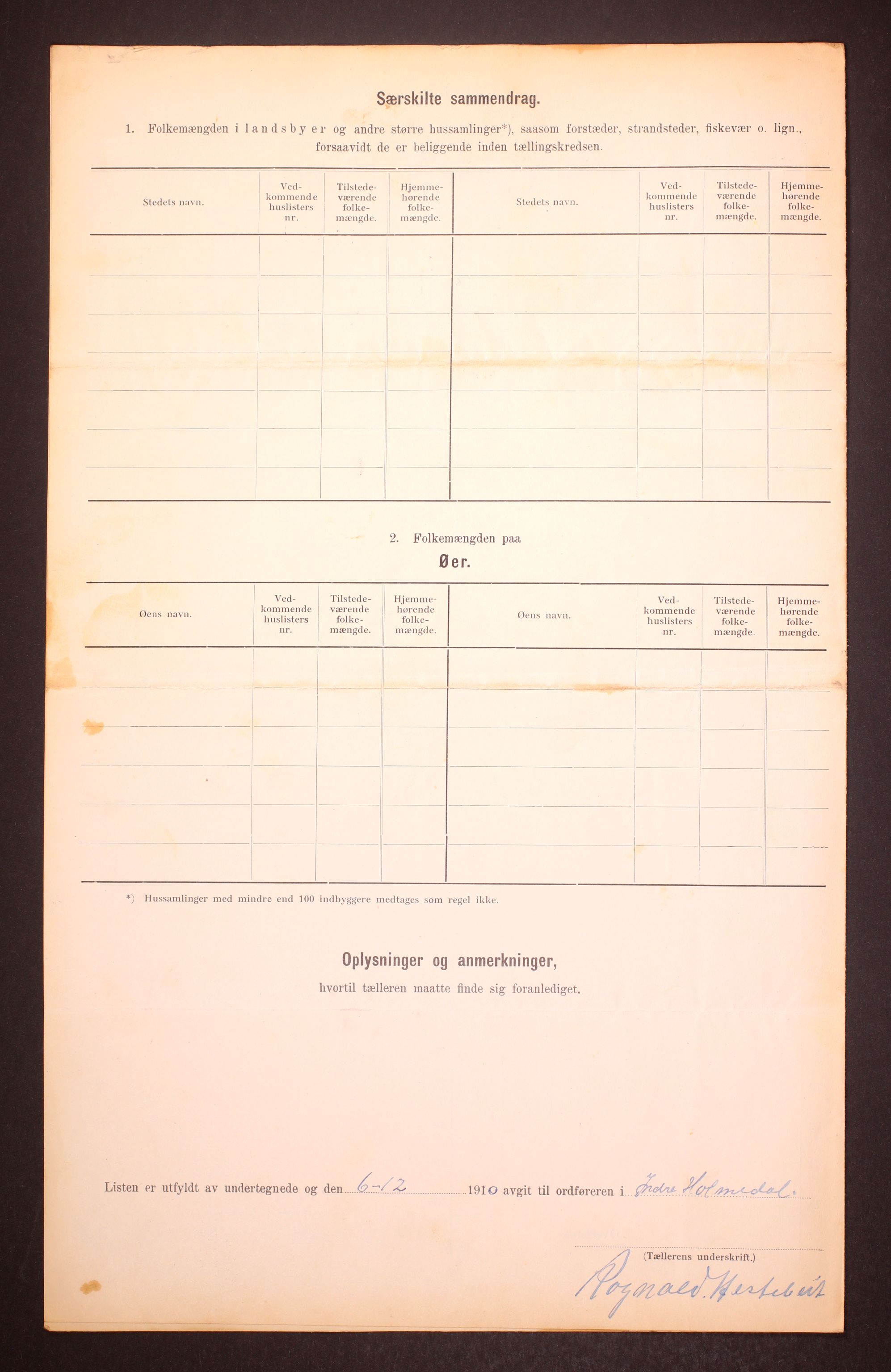 RA, 1910 census for Indre Holmedal, 1910, p. 9