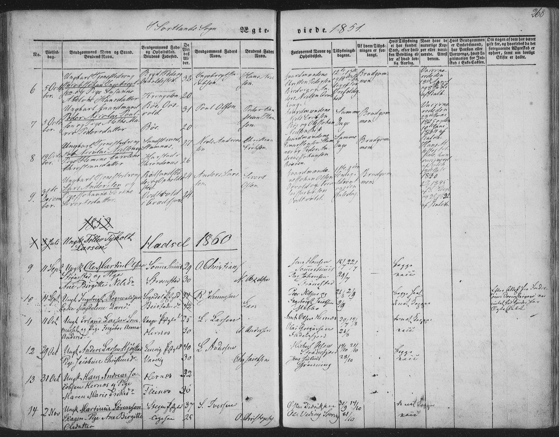 Ministerialprotokoller, klokkerbøker og fødselsregistre - Nordland, SAT/A-1459/888/L1241: Parish register (official) no. 888A07, 1849-1869, p. 268