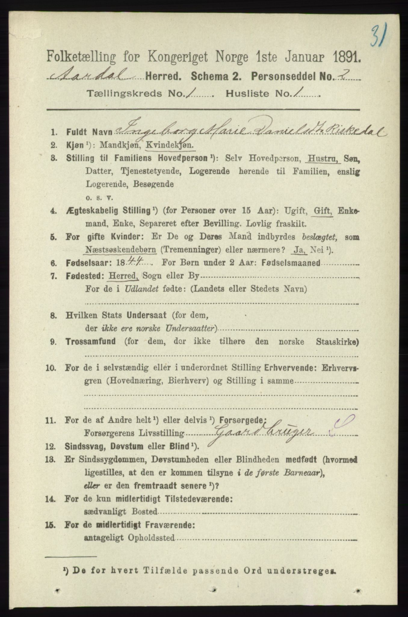 RA, 1891 census for 1131 Årdal, 1891, p. 106