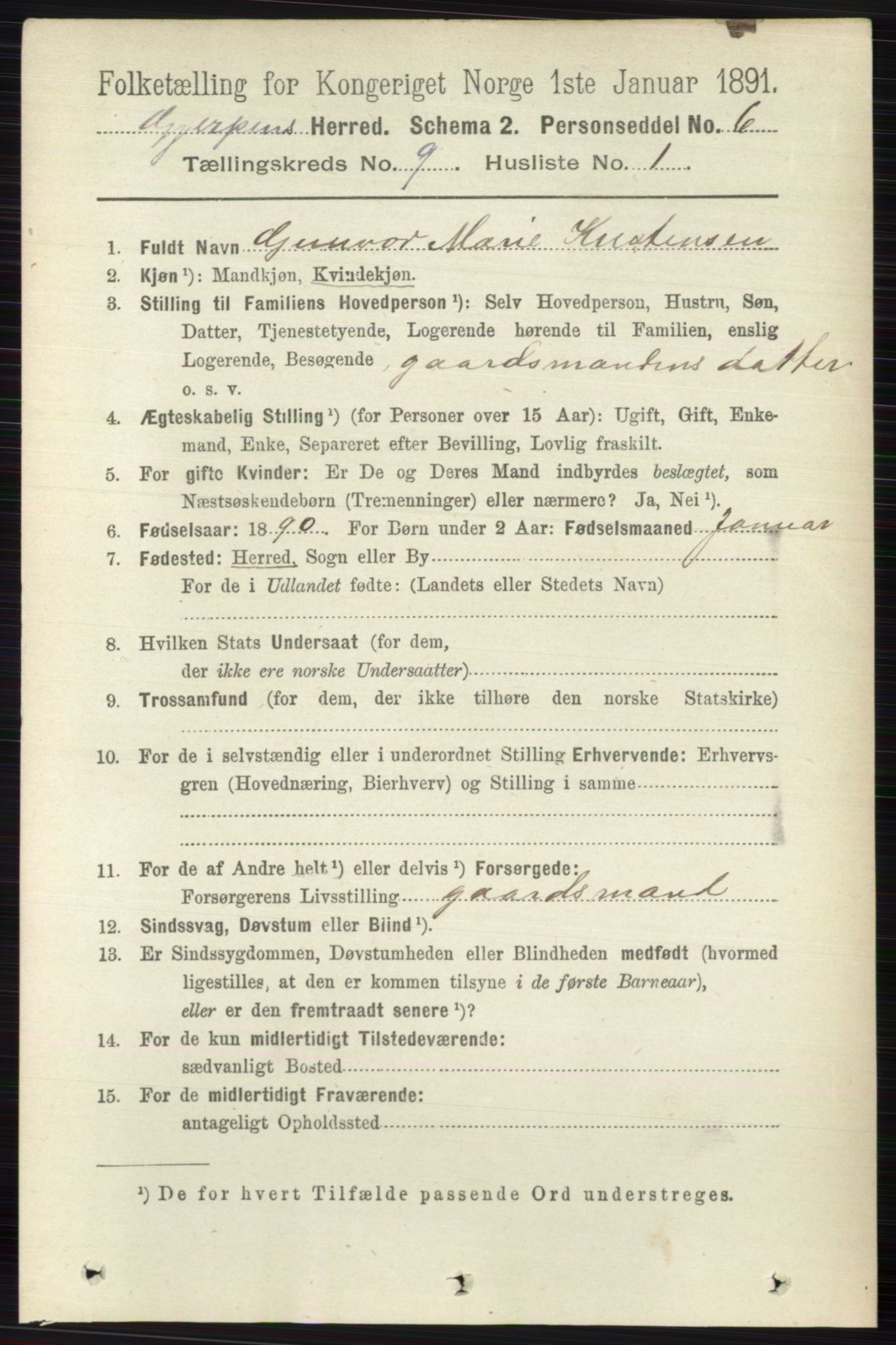 RA, 1891 census for 0812 Gjerpen, 1891, p. 4979