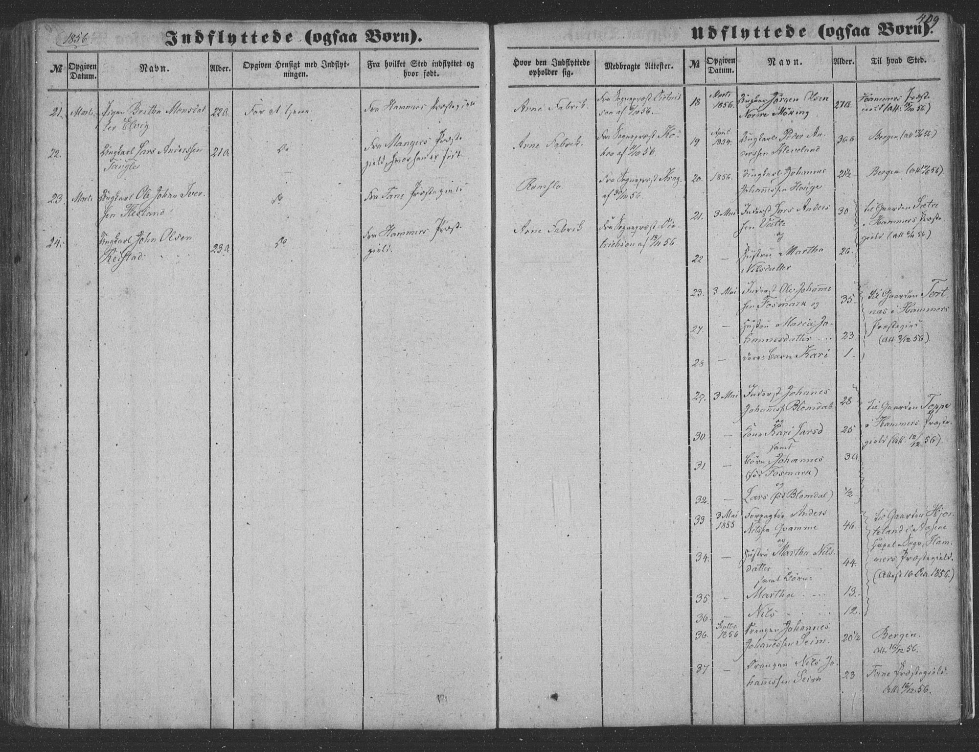 Haus sokneprestembete, SAB/A-75601/H/Haa: Parish register (official) no. A 16 II, 1848-1857, p. 409