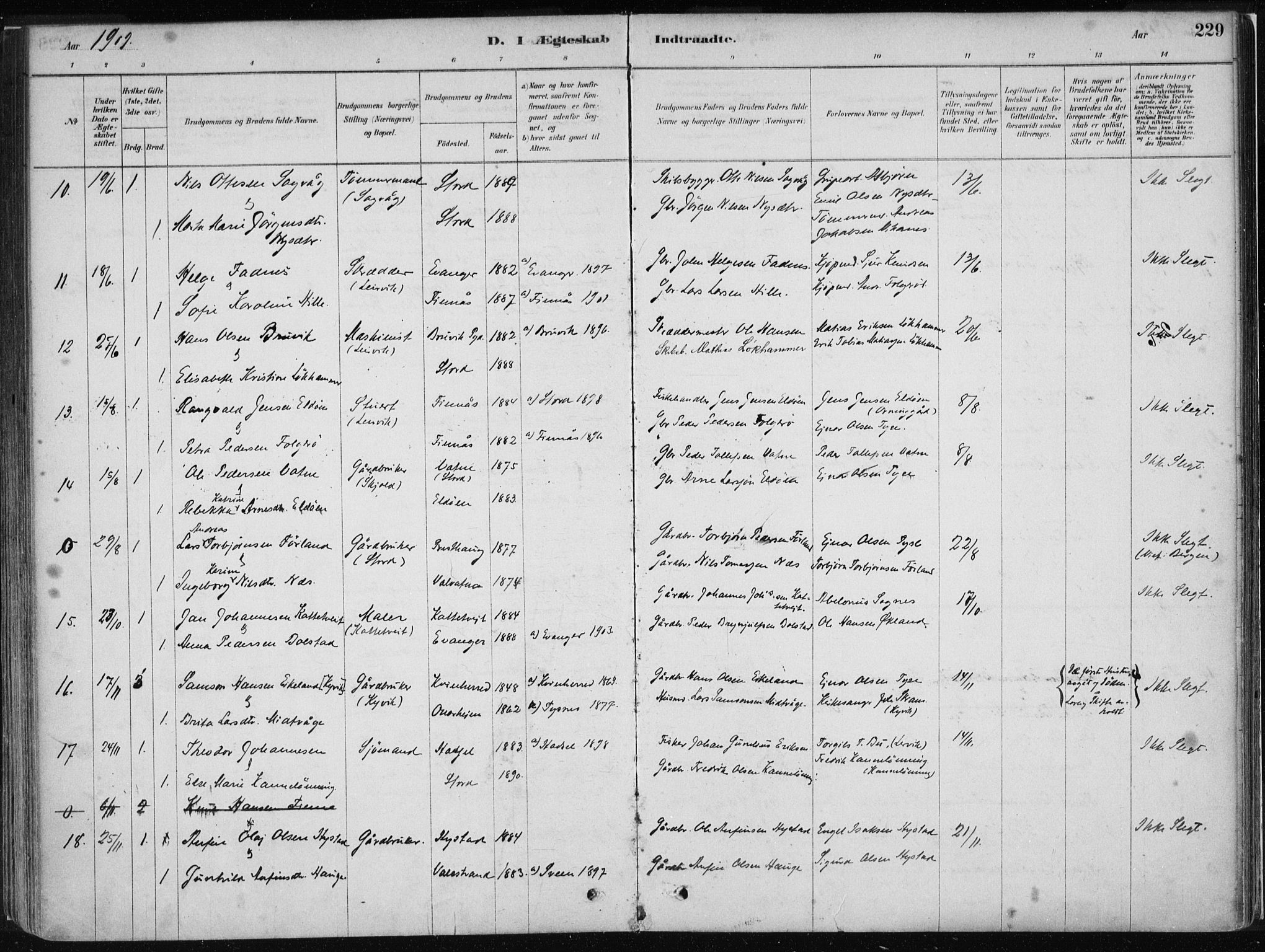 Stord sokneprestembete, SAB/A-78201/H/Haa: Parish register (official) no. B 2, 1878-1913, p. 229