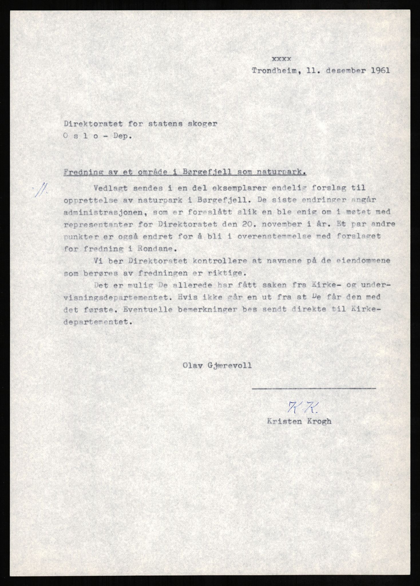 Statens naturverninspektør, AV/RA-S-2464/D/L0080: Nasjonalparker: Gressåmoen og Børgefjell, 1957-1982, p. 9