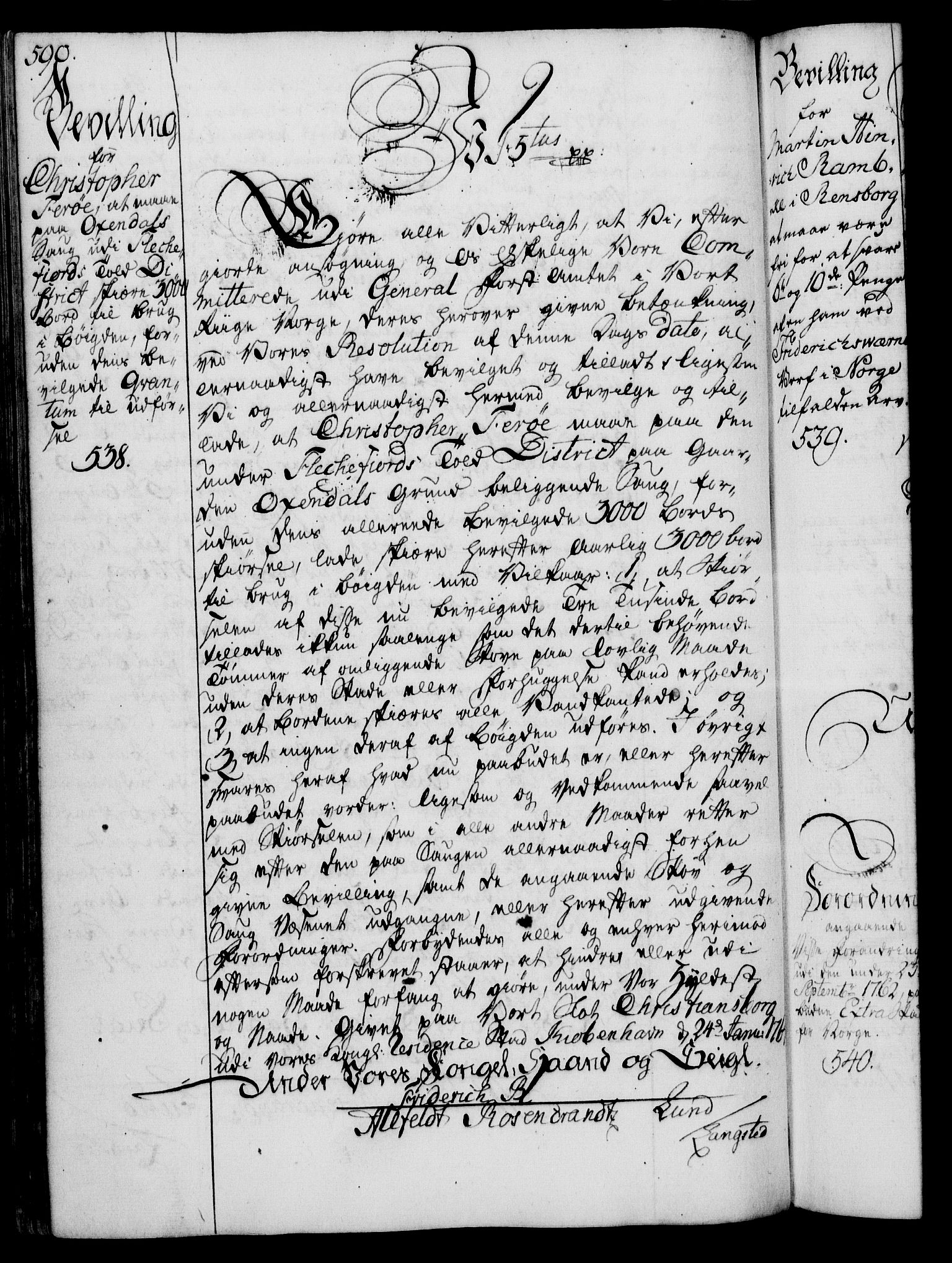 Rentekammeret, Kammerkanselliet, RA/EA-3111/G/Gg/Gga/L0007: Norsk ekspedisjonsprotokoll med register (merket RK 53.7), 1759-1768, p. 590