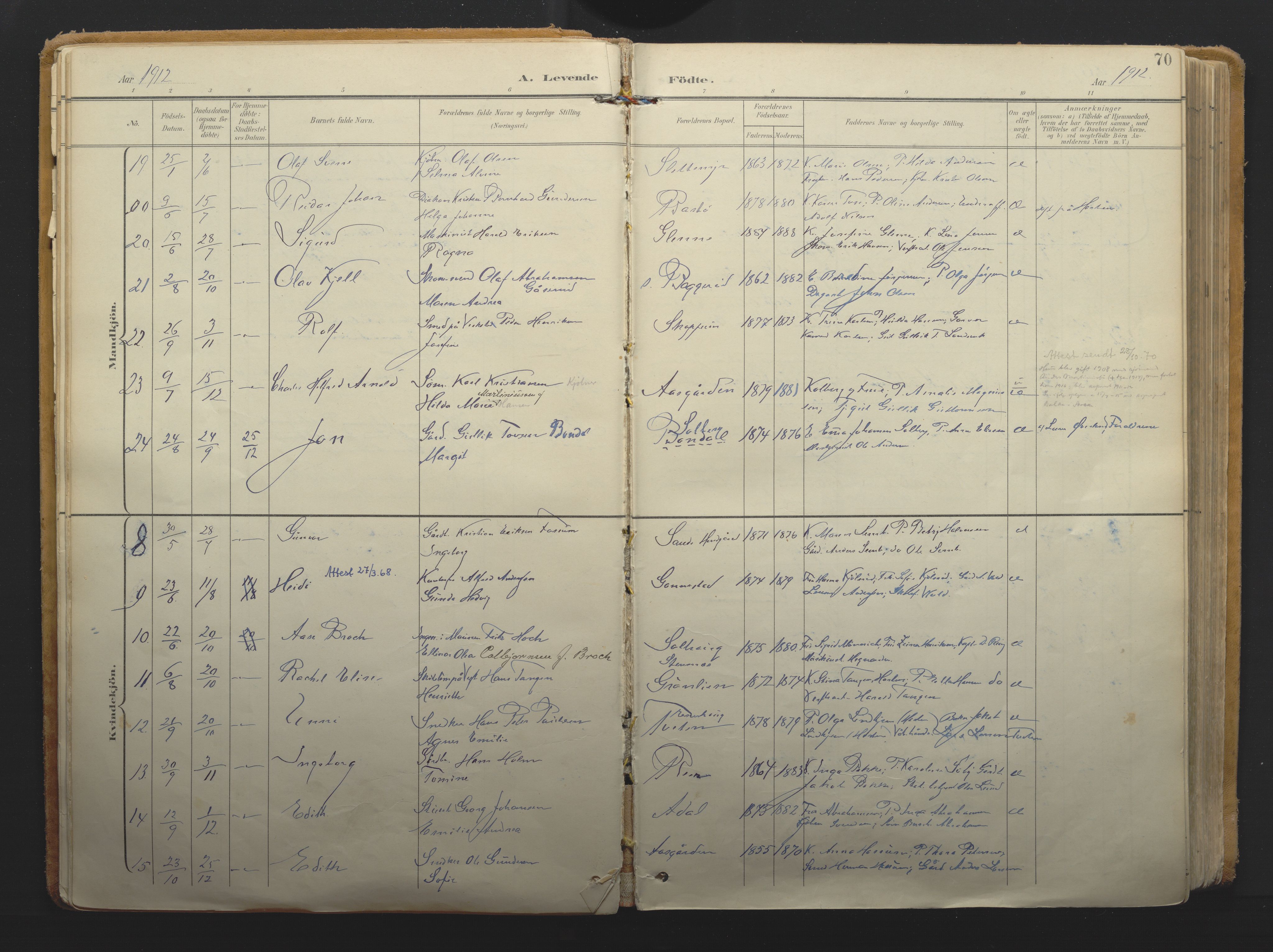 Borre kirkebøker, AV/SAKO-A-338/F/Fa/L0011: Parish register (official) no. I 11, 1897-1921, p. 70