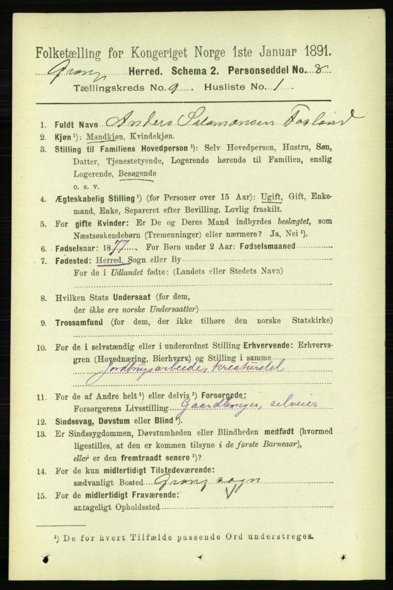 RA, 1891 census for 1742 Grong, 1891, p. 3146