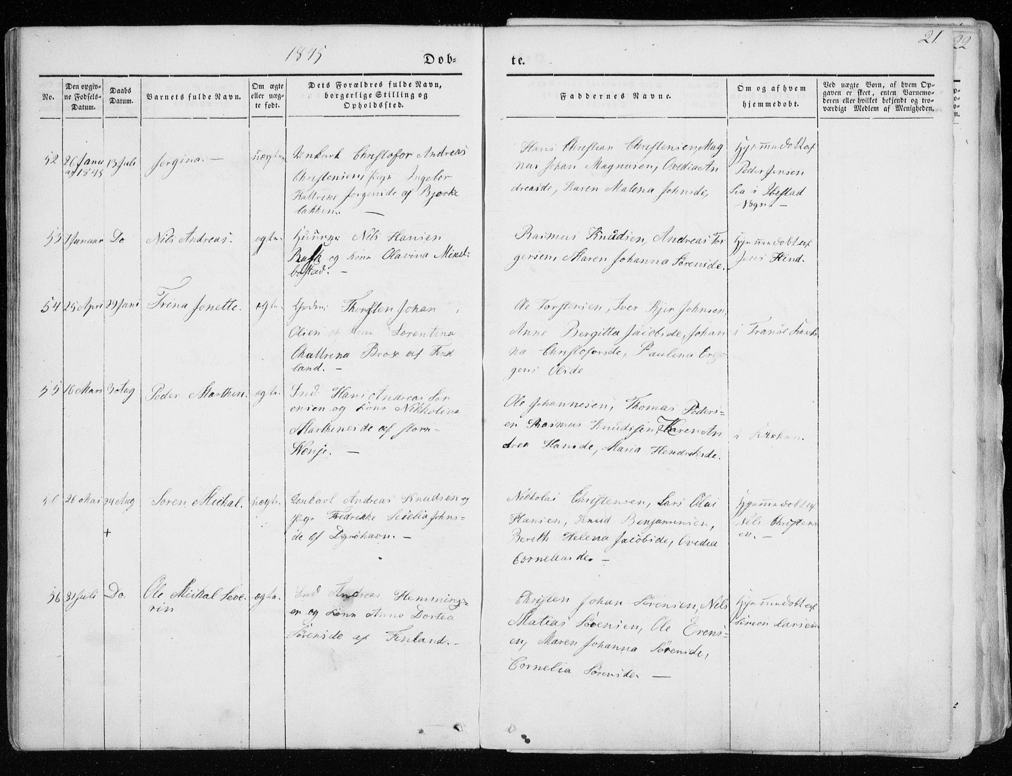 Tranøy sokneprestkontor, AV/SATØ-S-1313/I/Ia/Iaa/L0006kirke: Parish register (official) no. 6, 1844-1855, p. 21