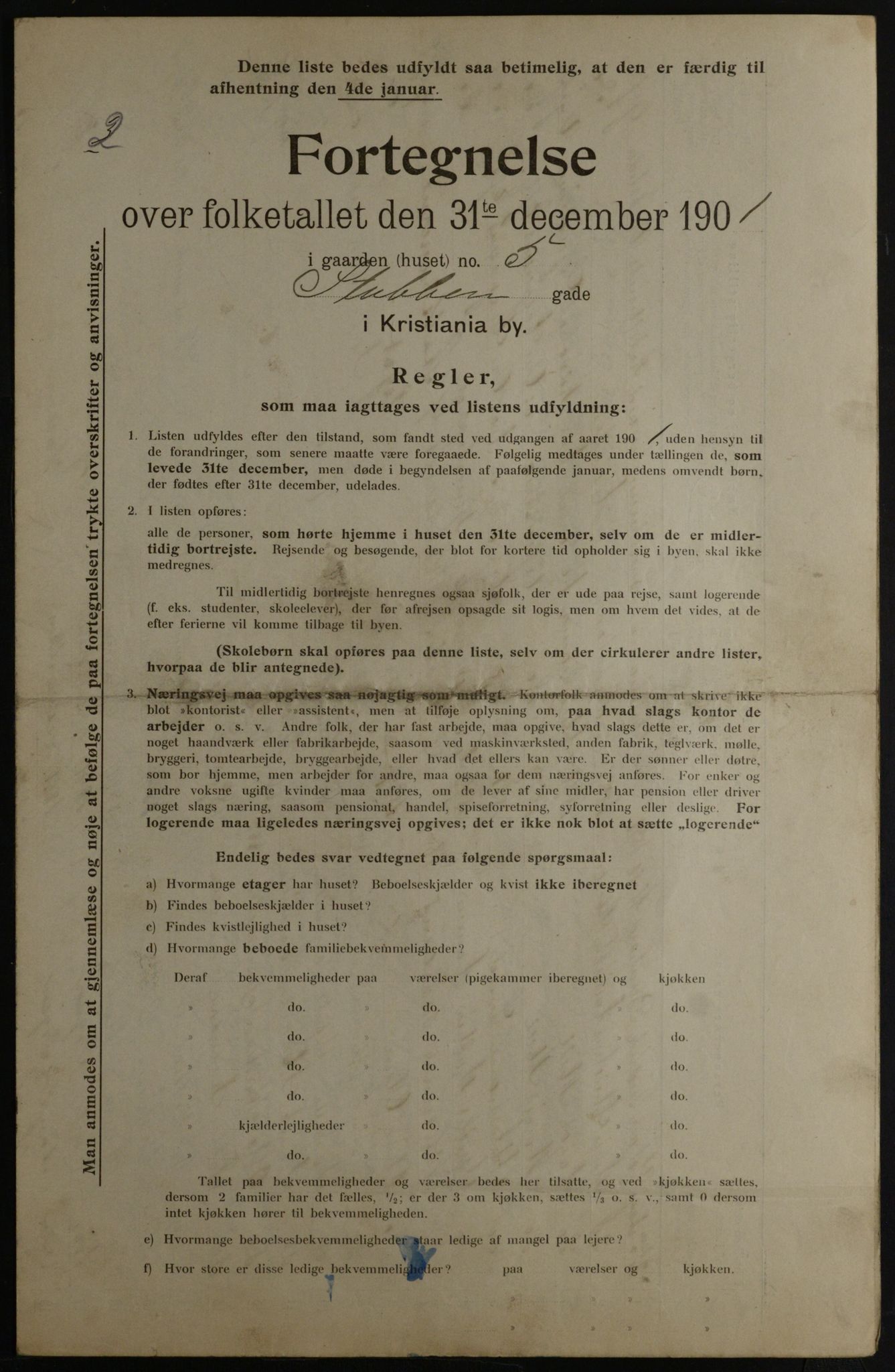 OBA, Municipal Census 1901 for Kristiania, 1901, p. 16111