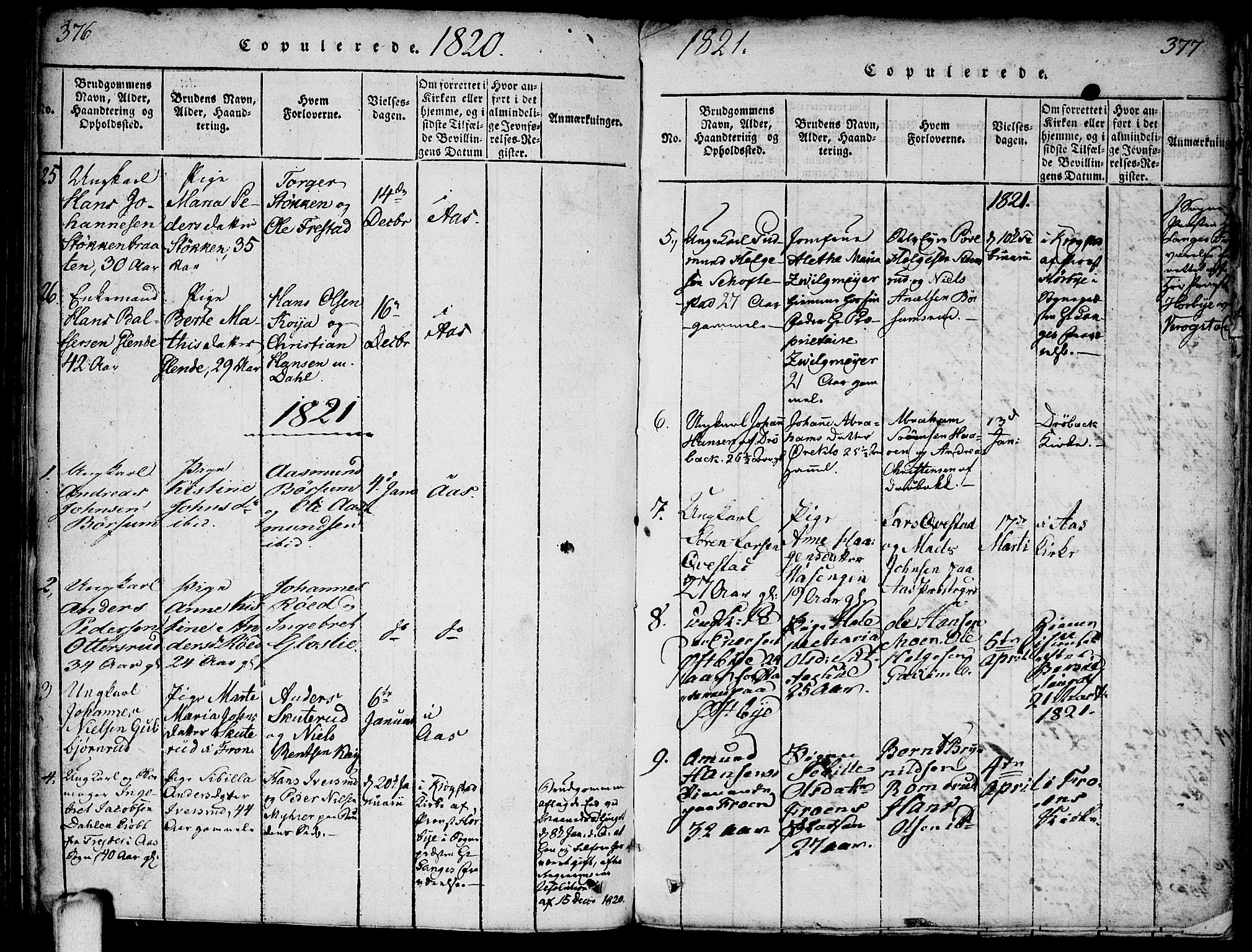 Ås prestekontor Kirkebøker, SAO/A-10894/F/Fa/L0004: Parish register (official) no. I 4, 1818-1826, p. 376-377