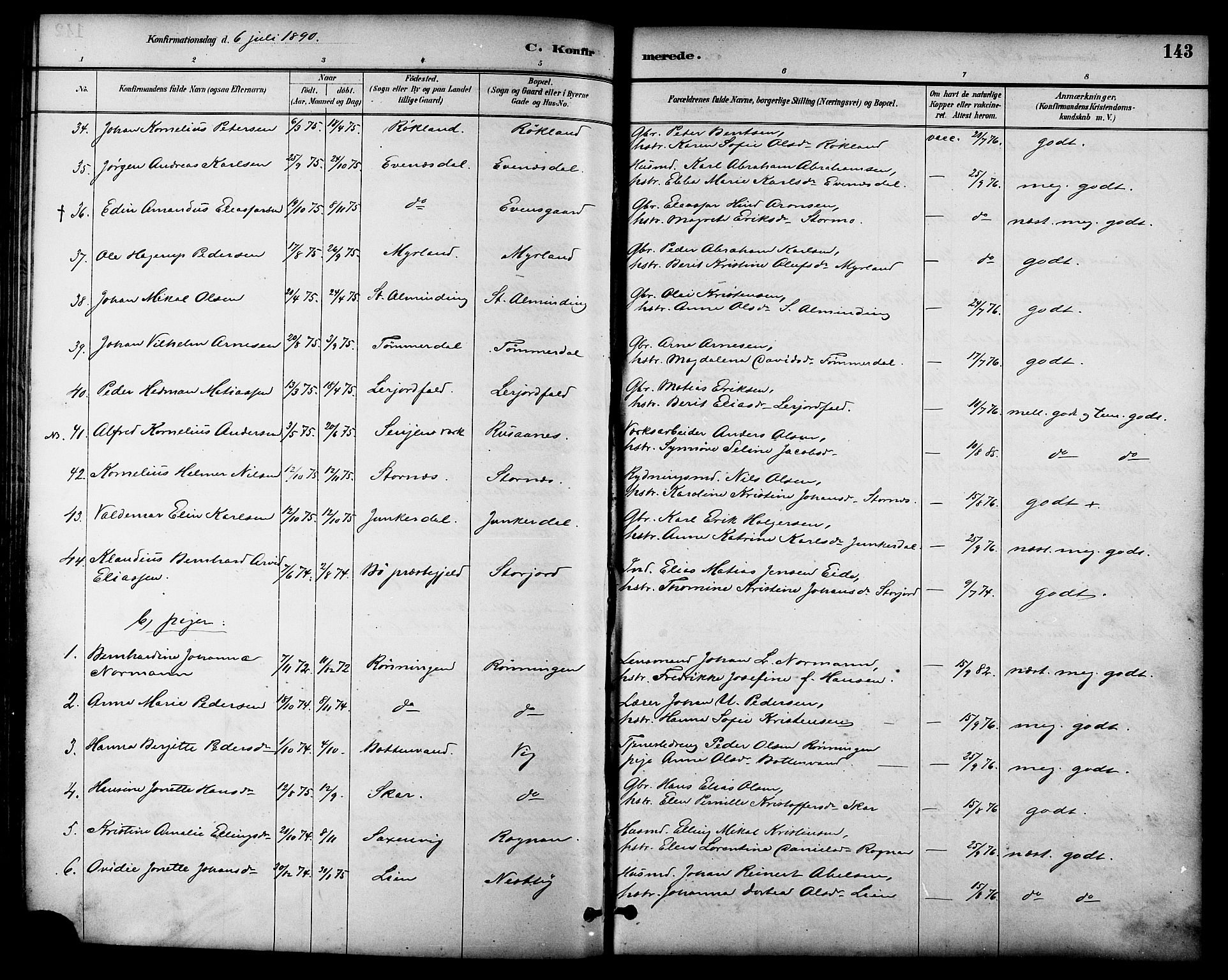 Ministerialprotokoller, klokkerbøker og fødselsregistre - Nordland, AV/SAT-A-1459/847/L0669: Parish register (official) no. 847A09, 1887-1901, p. 143