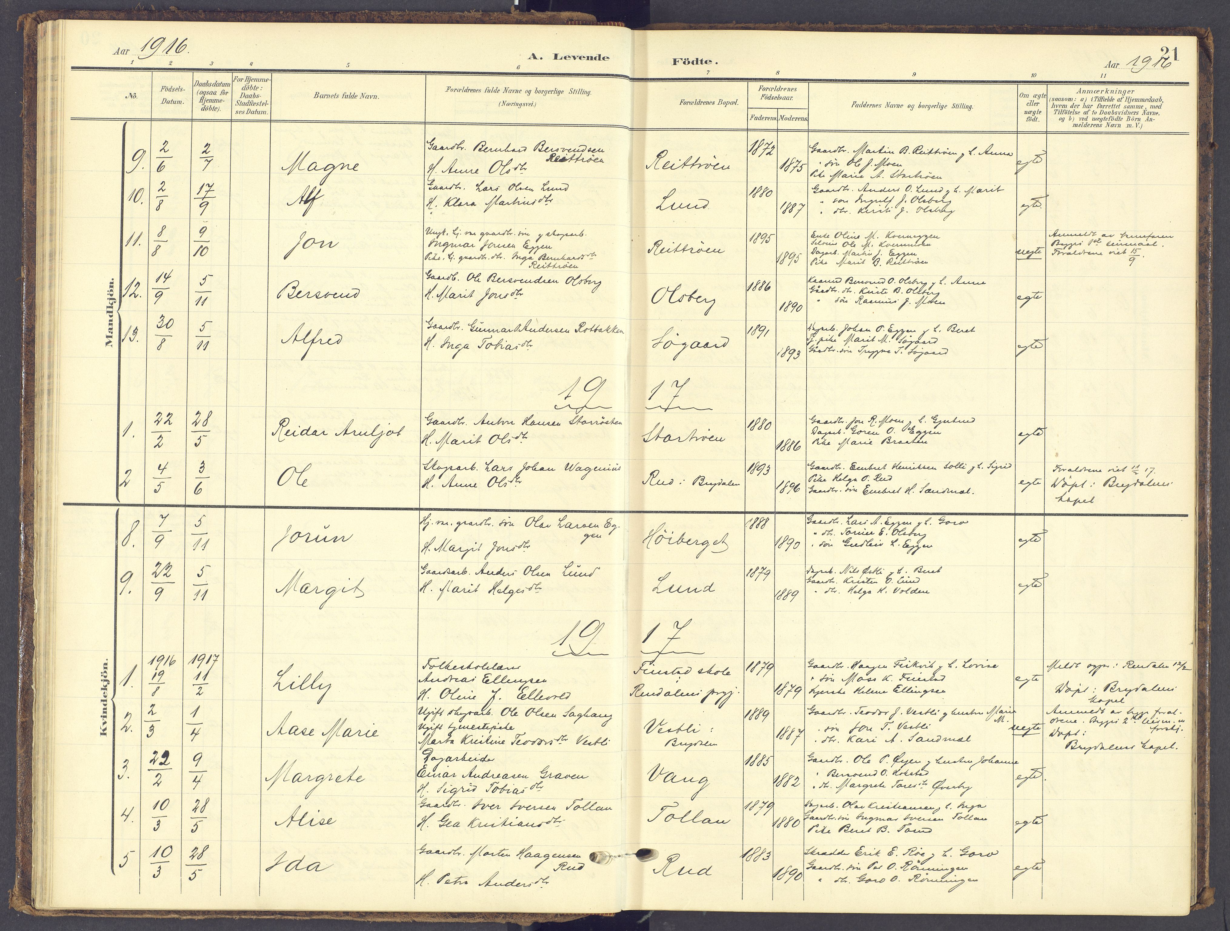 Tynset prestekontor, SAH/PREST-058/H/Ha/Haa/L0028: Parish register (official) no. 28, 1902-1929, p. 21