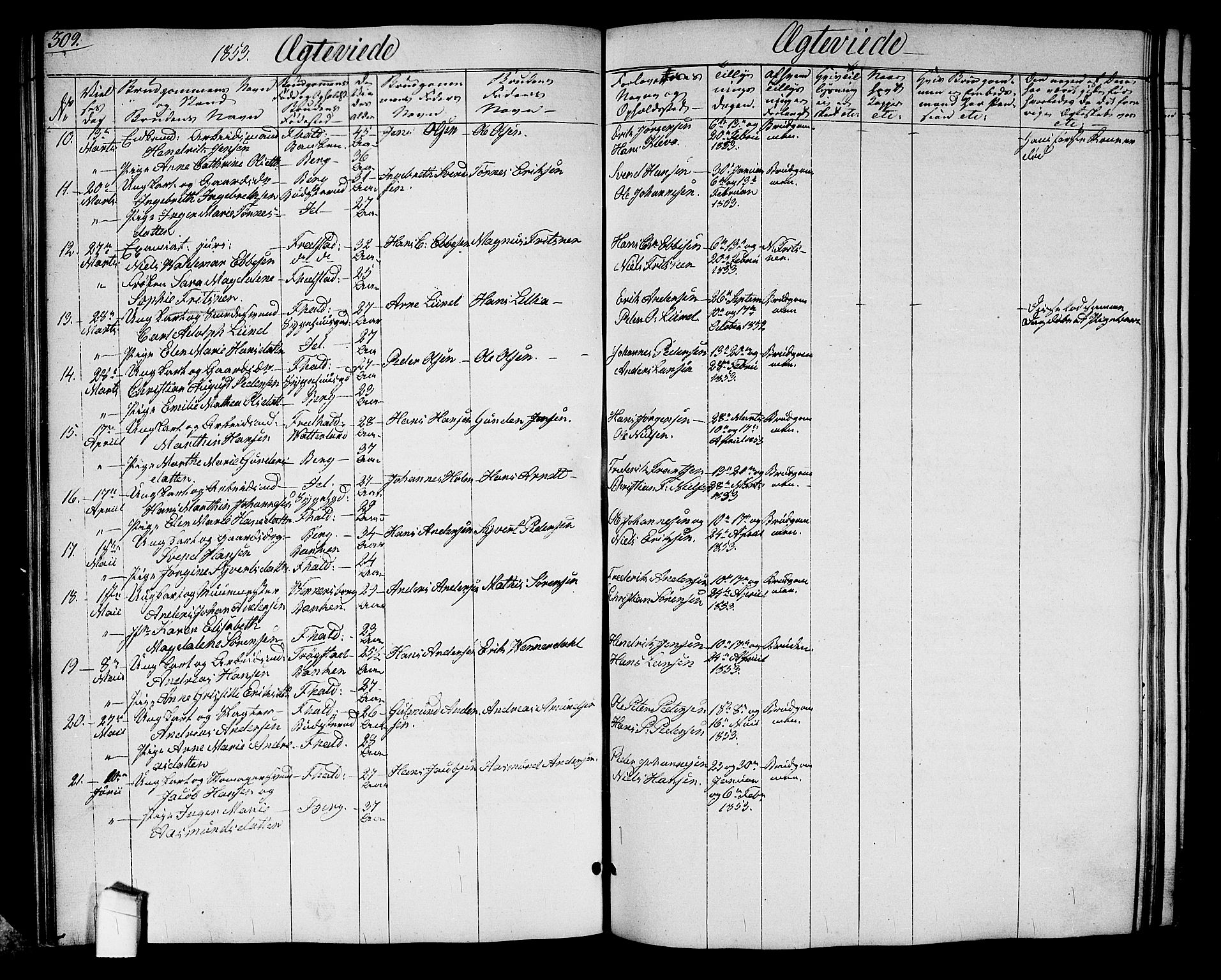 Halden prestekontor Kirkebøker, SAO/A-10909/G/Ga/L0004: Parish register (copy) no. 4, 1845-1854, p. 309
