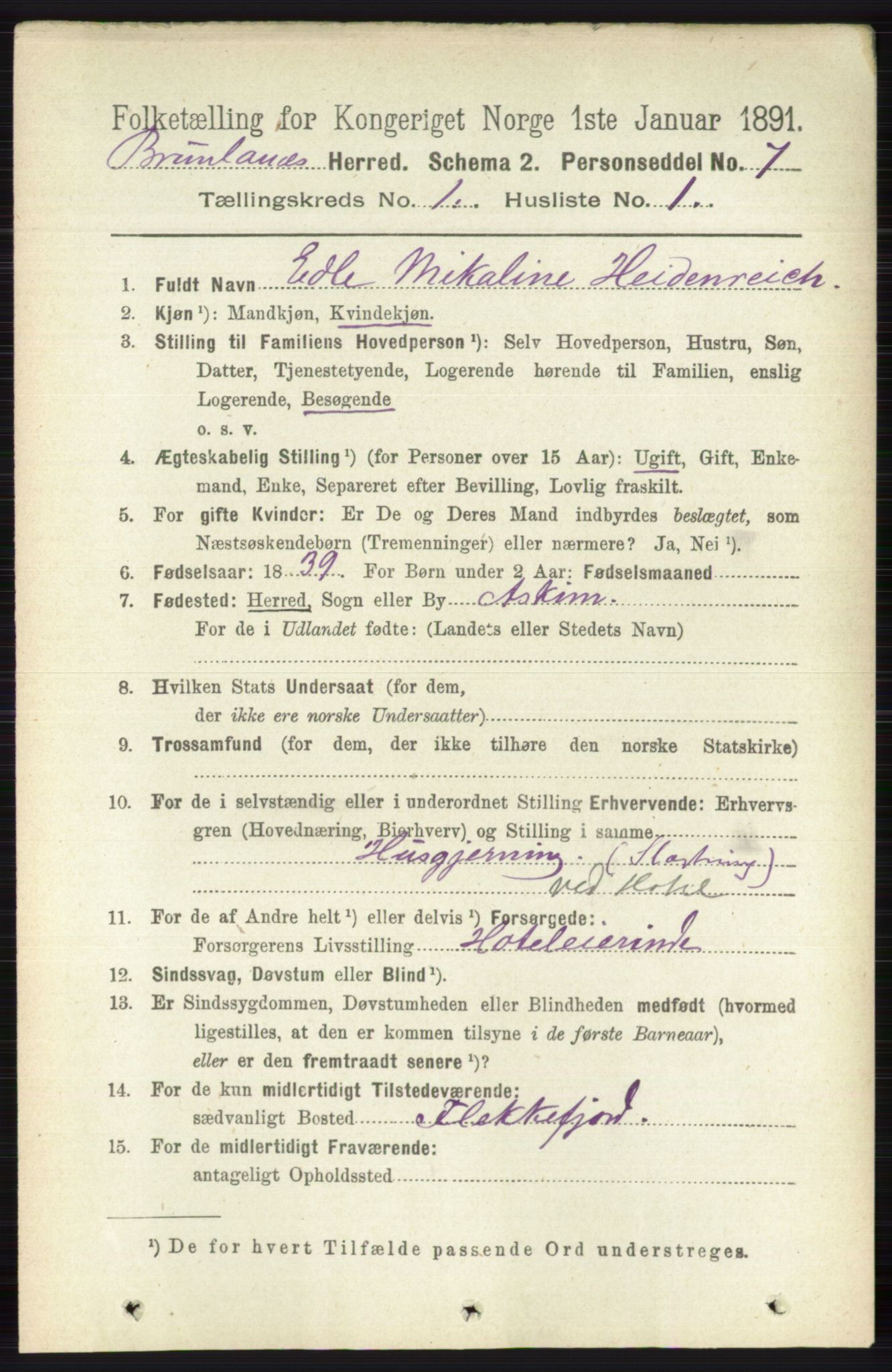 RA, 1891 census for 0726 Brunlanes, 1891, p. 131