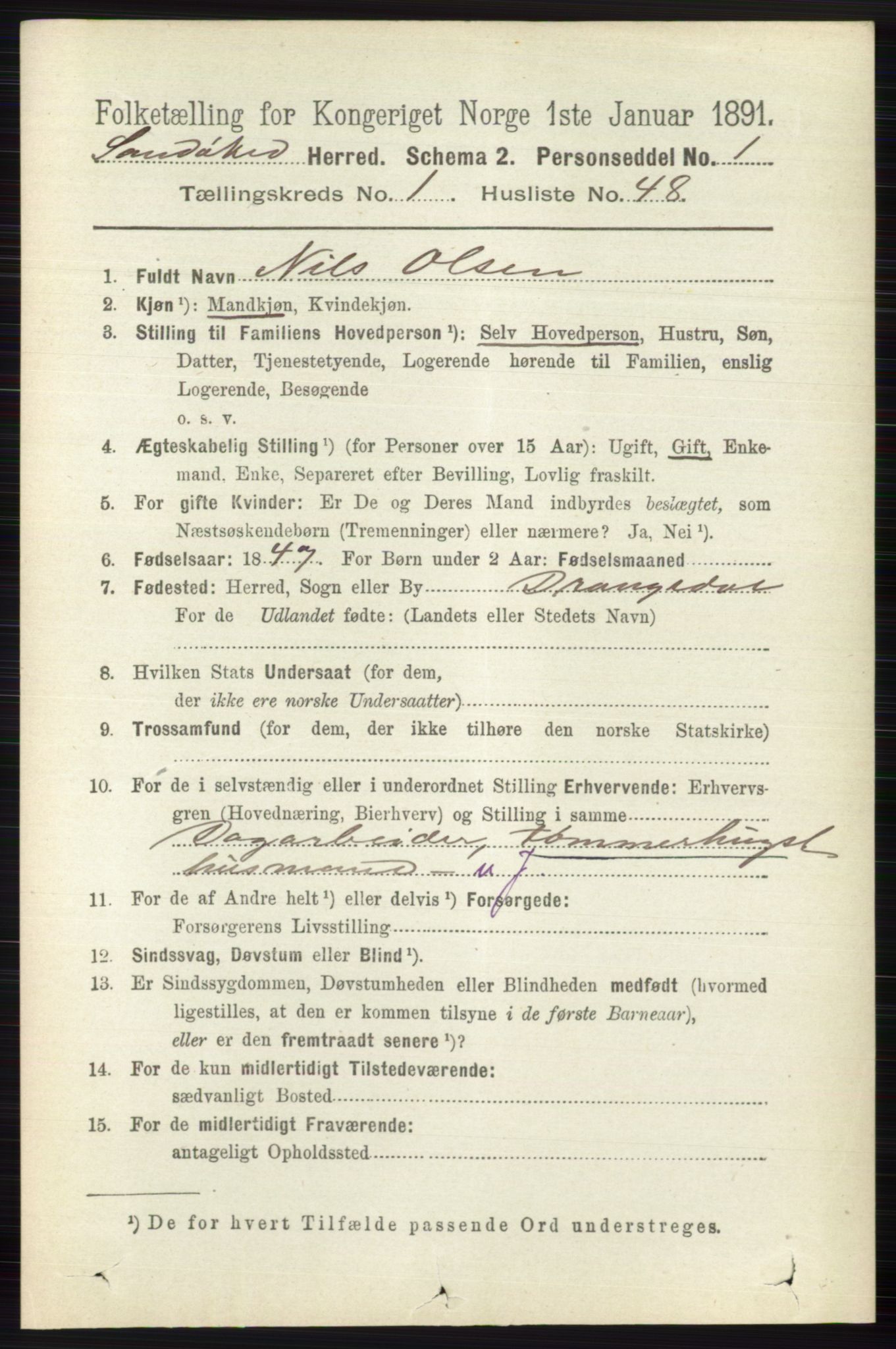 RA, 1891 census for 0816 Sannidal, 1891, p. 348