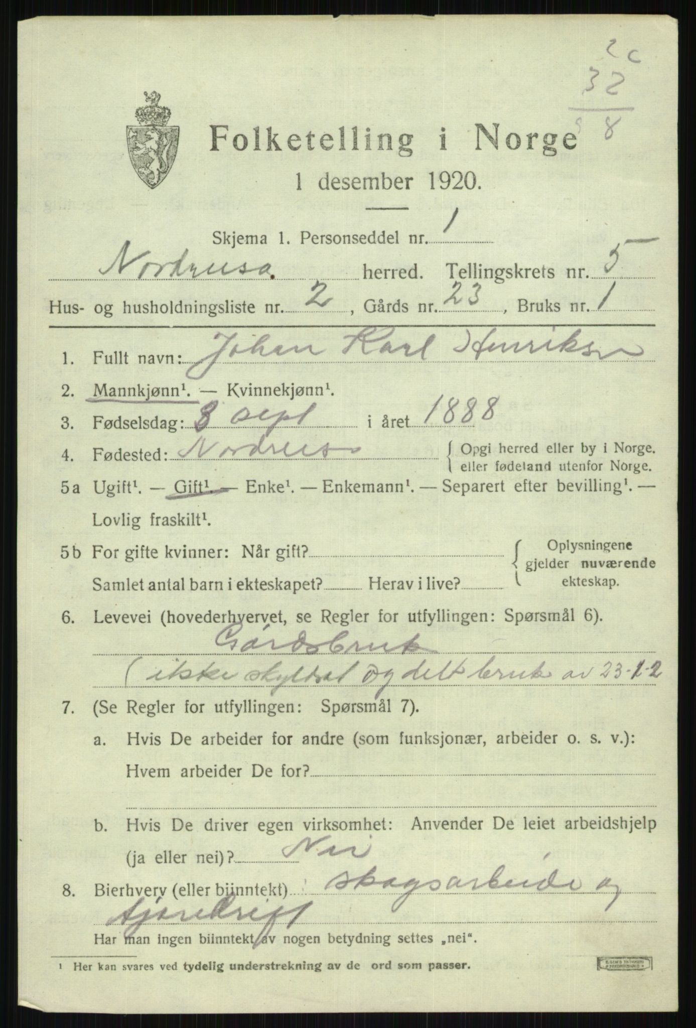 SATØ, 1920 census for Nordreisa, 1920, p. 2167