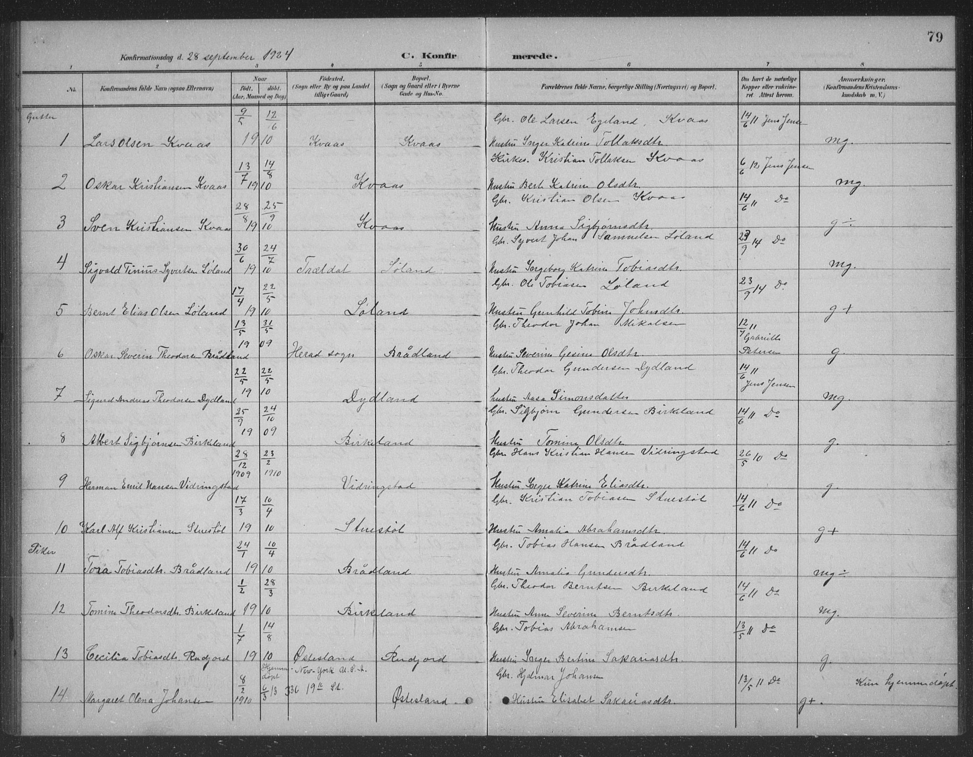 Lyngdal sokneprestkontor, AV/SAK-1111-0029/F/Fb/Fbb/L0002: Parish register (copy) no. B 2, 1901-1934, p. 79