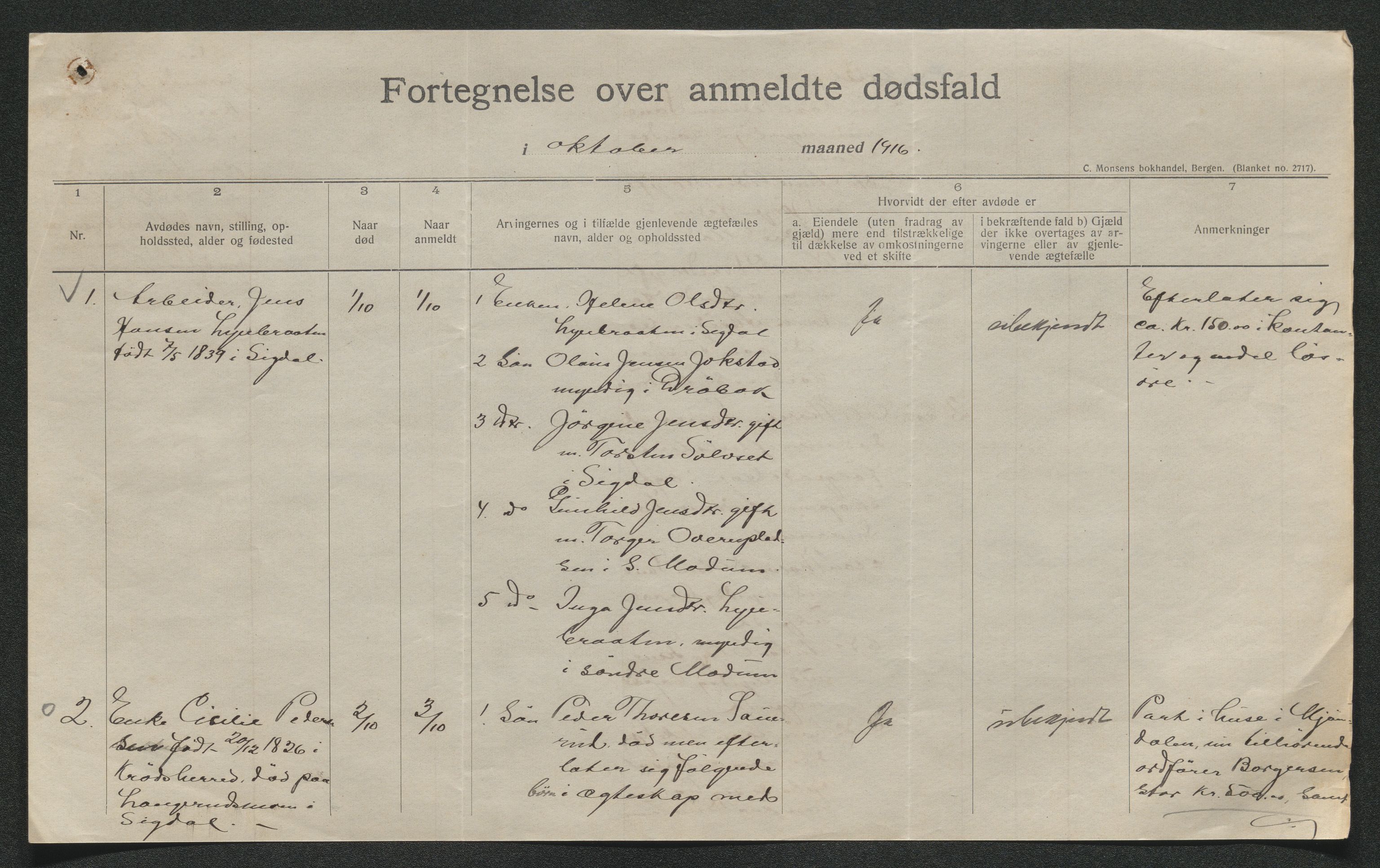 Eiker, Modum og Sigdal sorenskriveri, AV/SAKO-A-123/H/Ha/Hab/L0038: Dødsfallsmeldinger, 1916-1917, p. 379