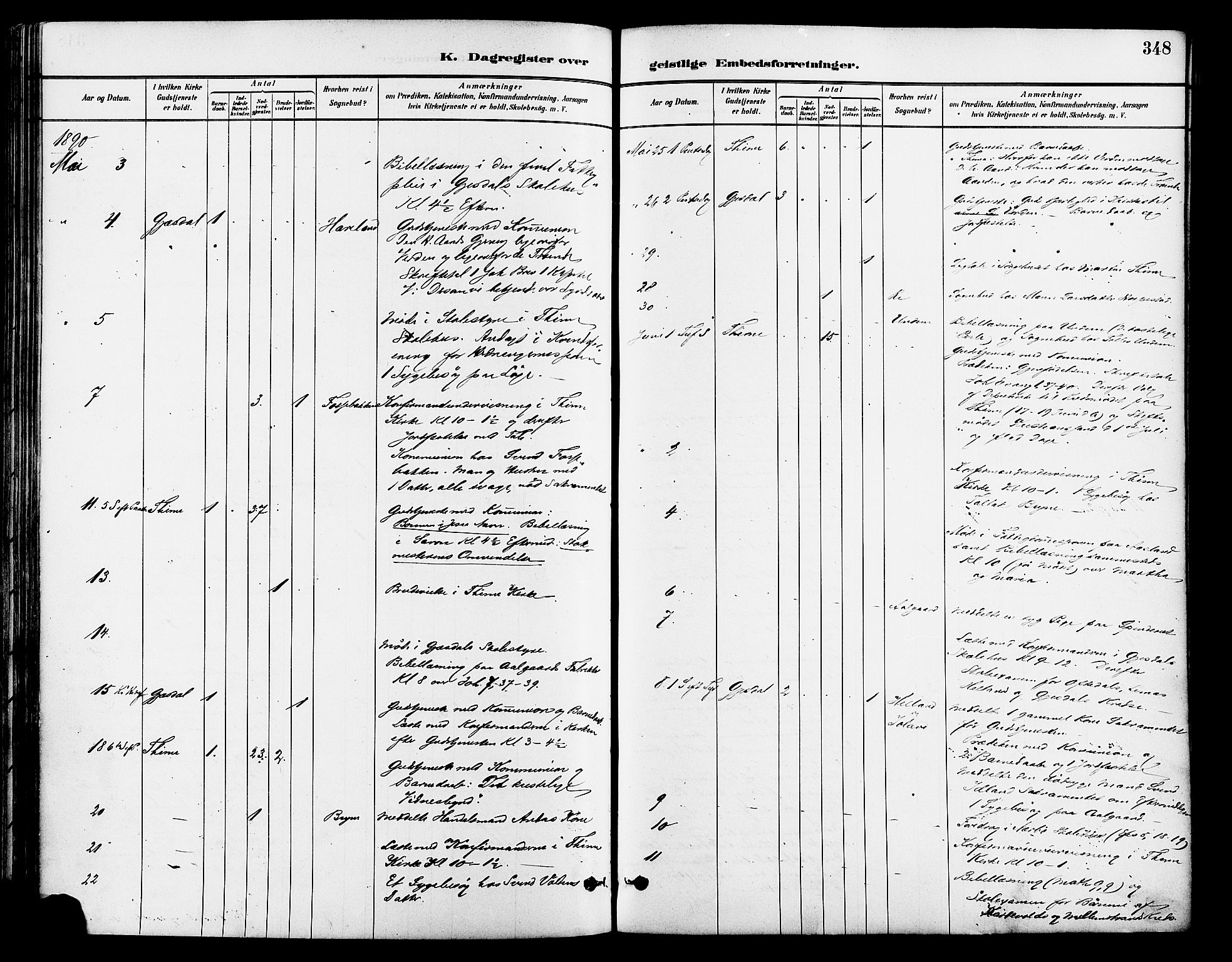 Lye sokneprestkontor, AV/SAST-A-101794/001/30BA/L0009: Parish register (official) no. A 8, 1881-1892, p. 348