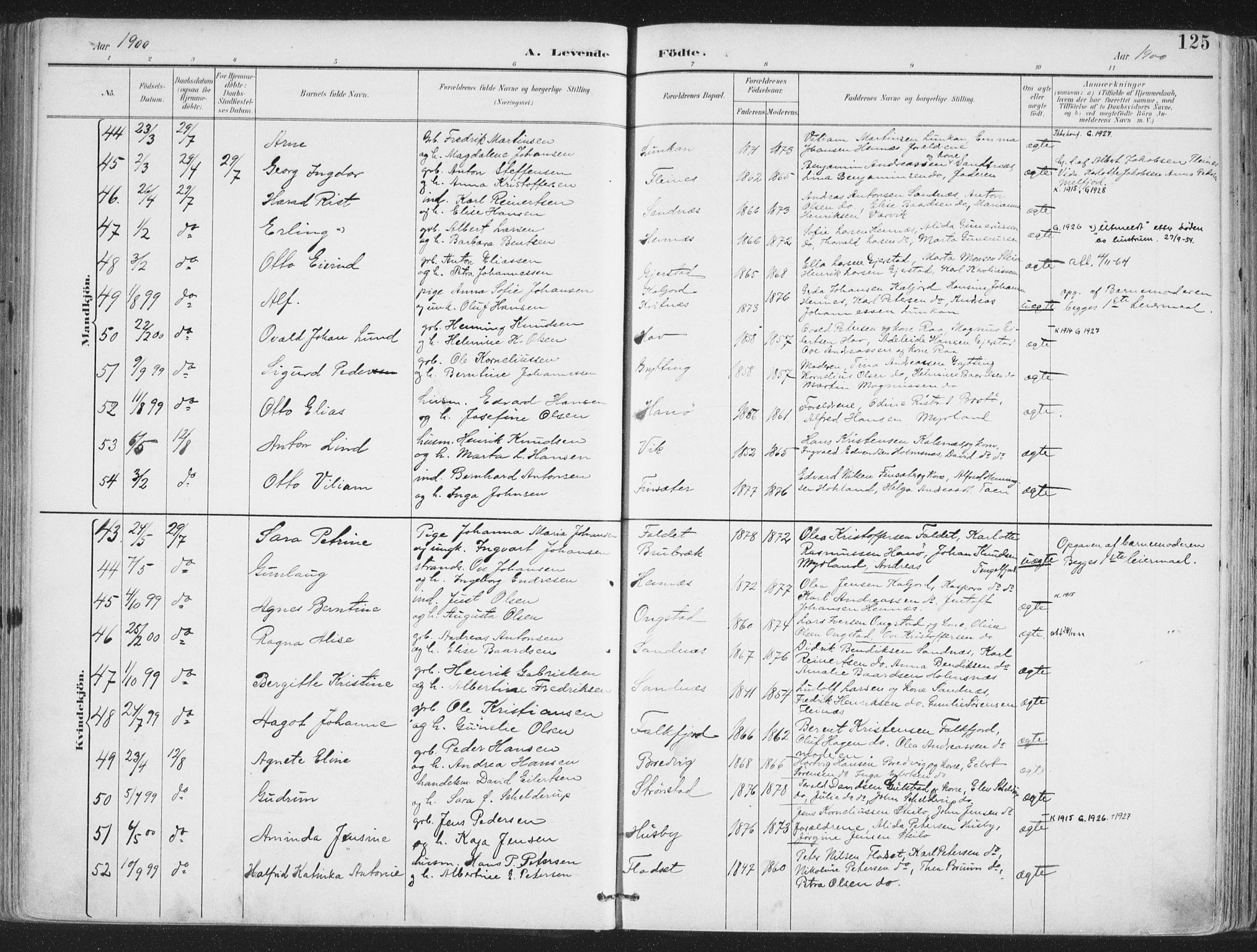 Ministerialprotokoller, klokkerbøker og fødselsregistre - Nordland, SAT/A-1459/888/L1246: Parish register (official) no. 888A12, 1891-1903, p. 125