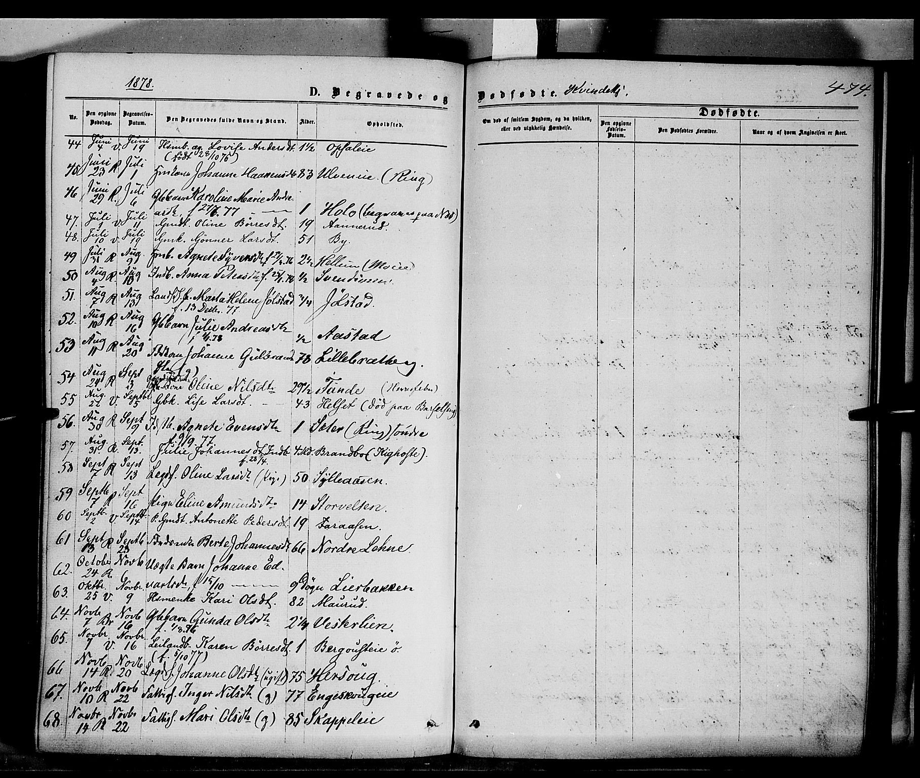 Ringsaker prestekontor, AV/SAH-PREST-014/K/Ka/L0011: Parish register (official) no. 11, 1870-1878, p. 474