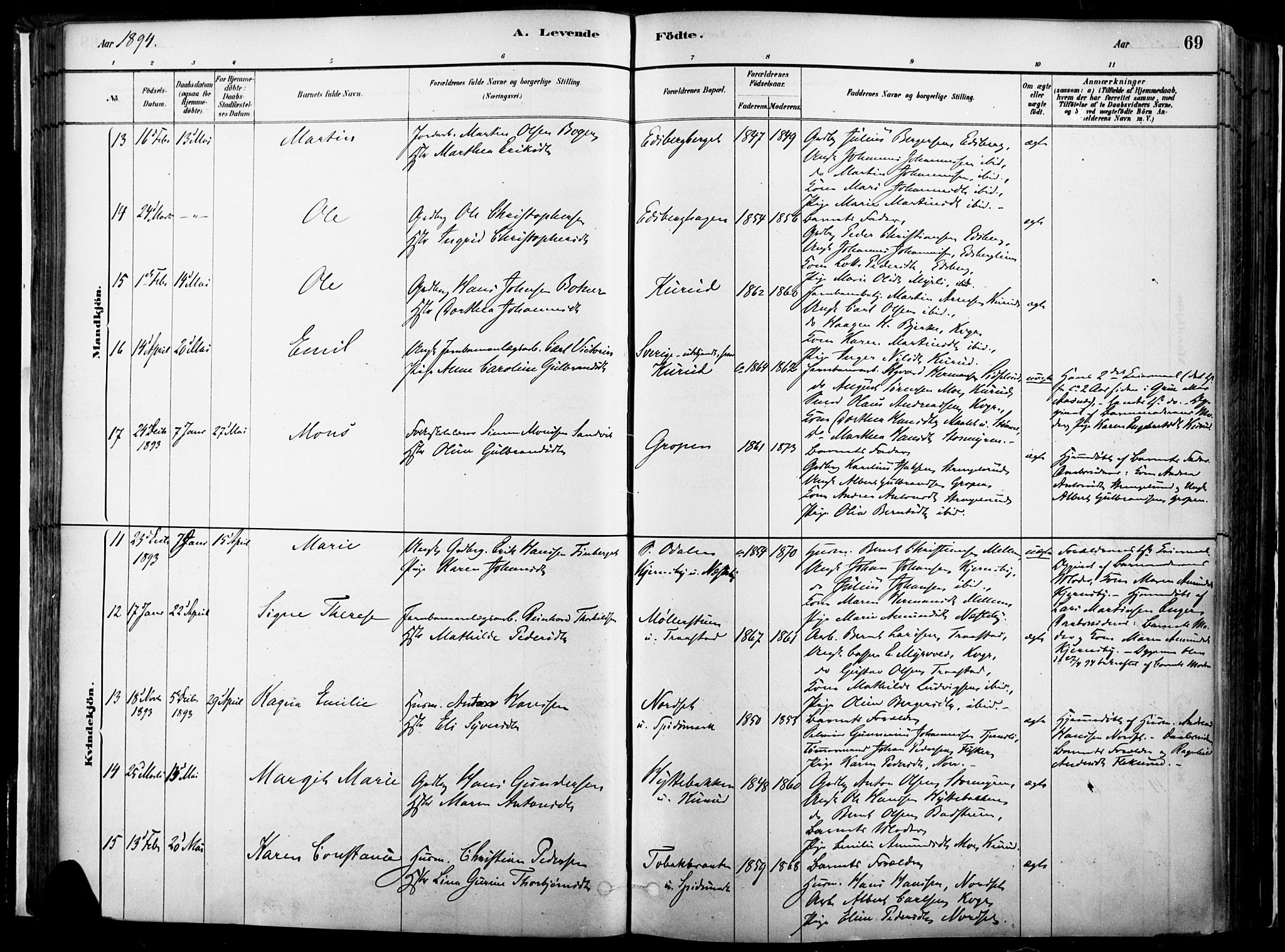 Vinger prestekontor, SAH/PREST-024/H/Ha/Haa/L0014: Parish register (official) no. 14, 1881-1900, p. 69