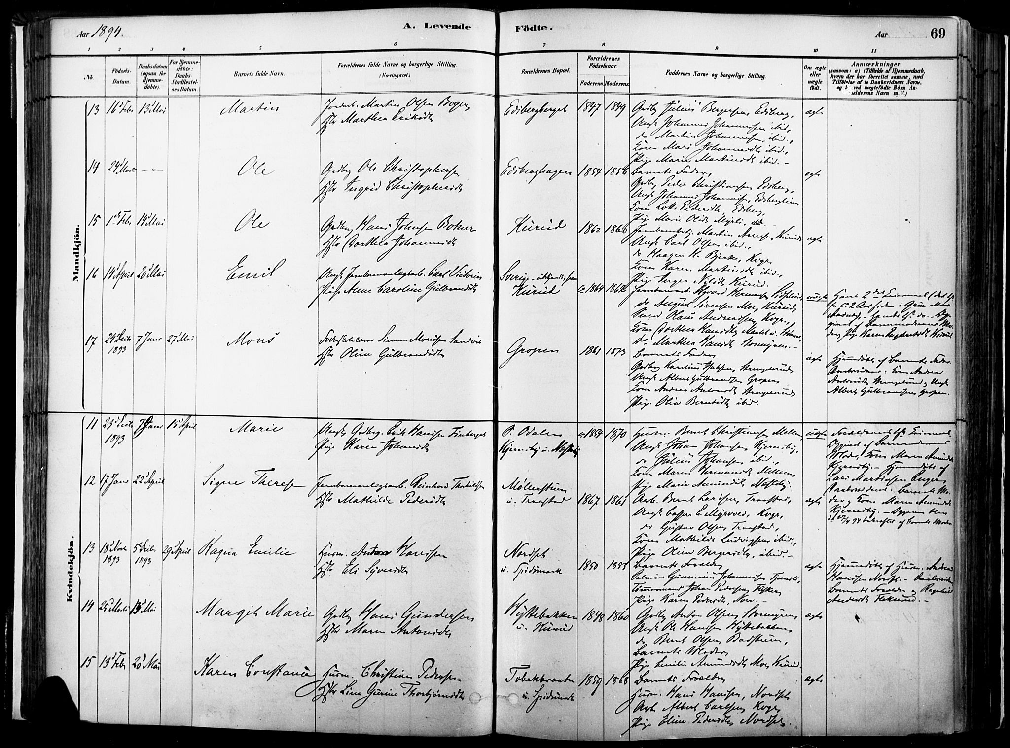 Vinger prestekontor, AV/SAH-PREST-024/H/Ha/Haa/L0014: Parish register (official) no. 14, 1881-1900, p. 69