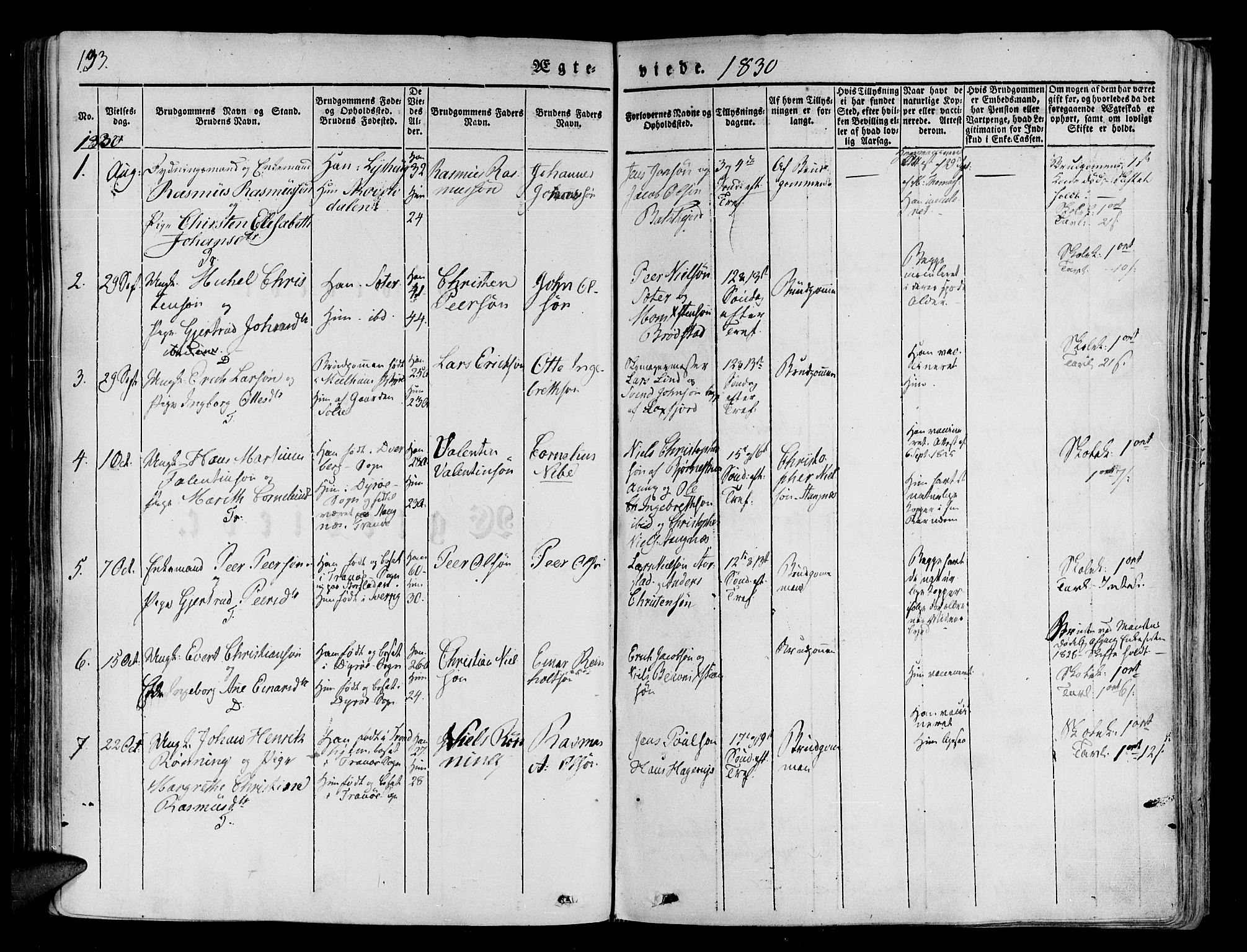 Tranøy sokneprestkontor, SATØ/S-1313/I/Ia/Iaa/L0005kirke: Parish register (official) no. 5, 1829-1844, p. 193
