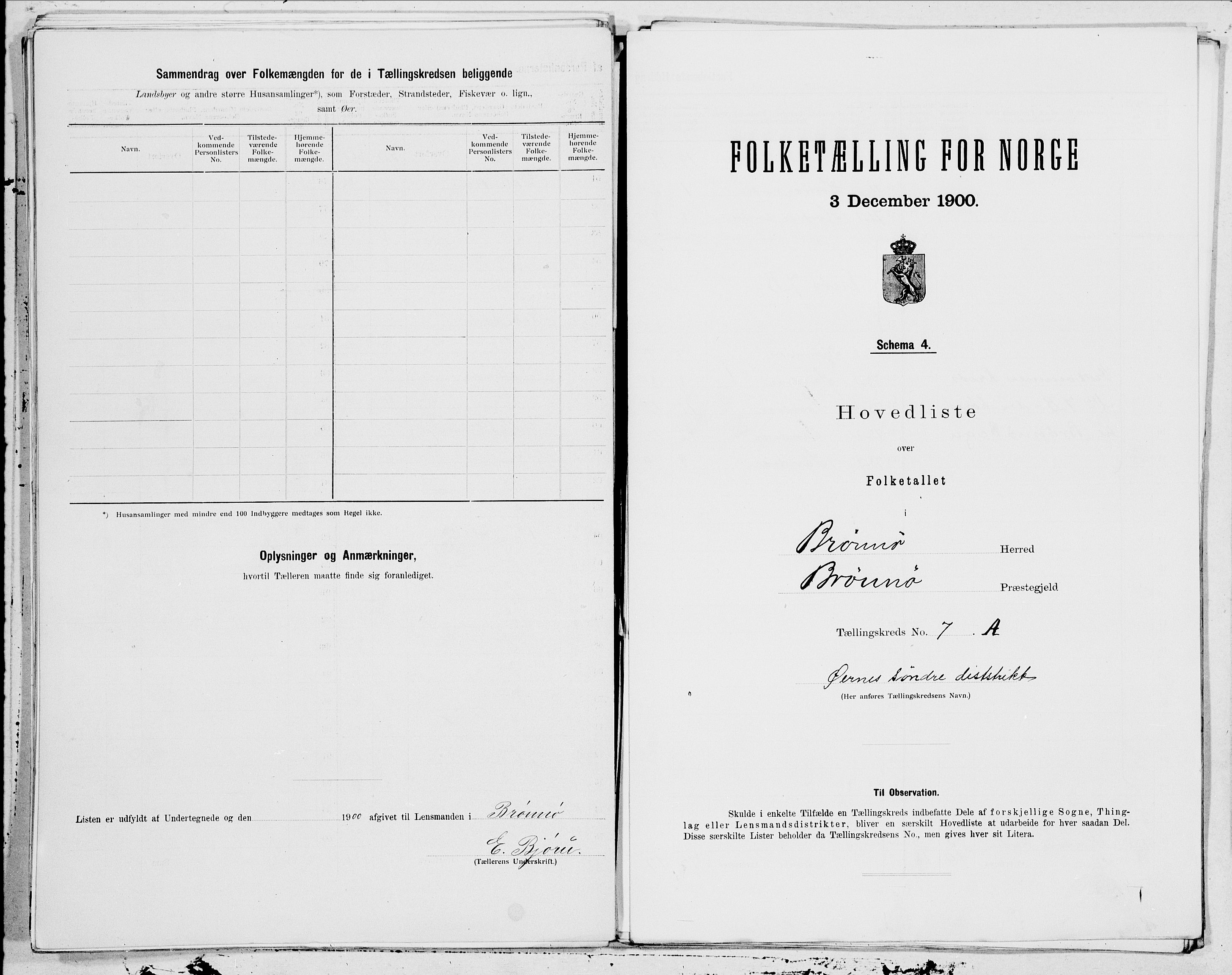 SAT, 1900 census for Brønnøy, 1900, p. 16