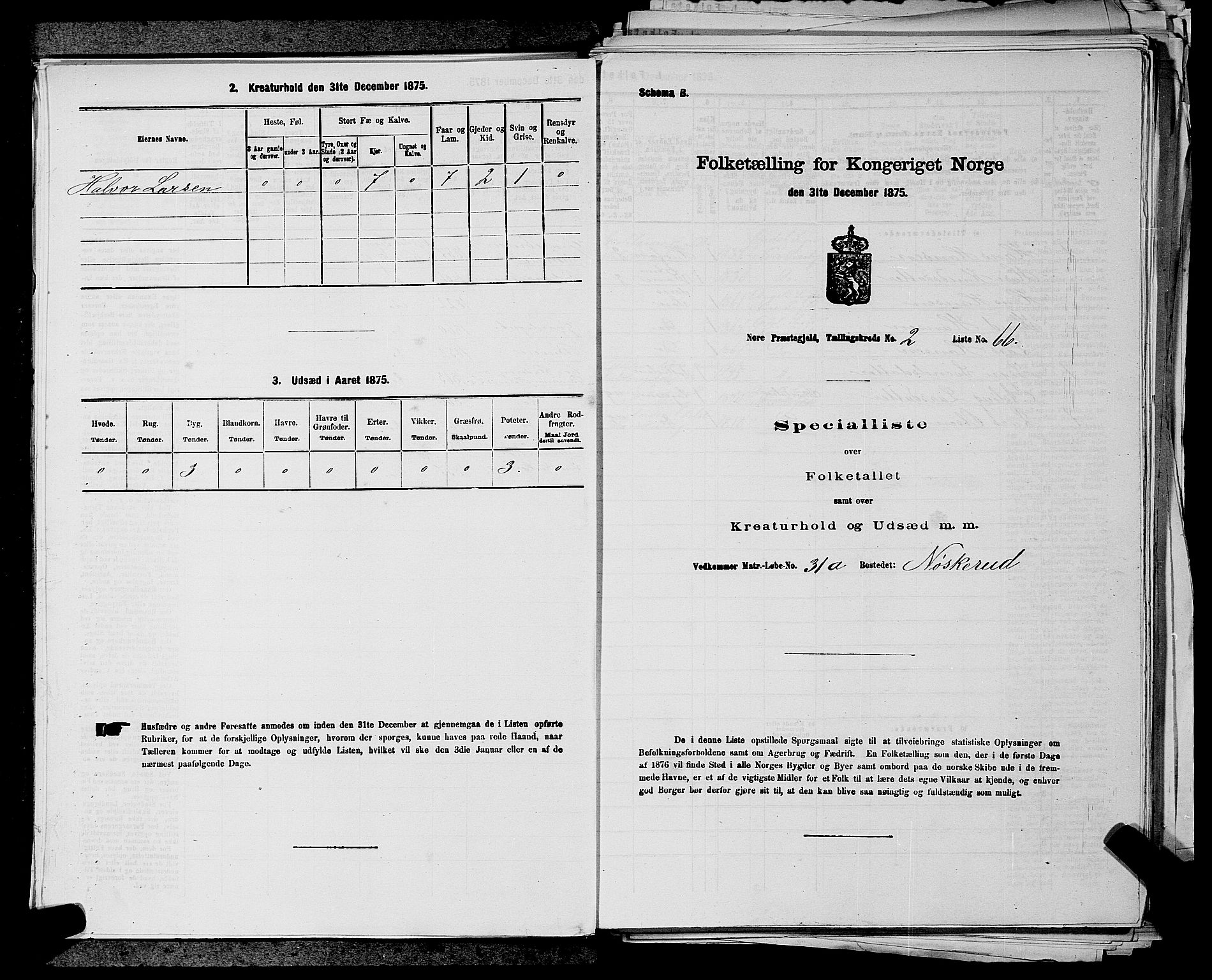 SAKO, 1875 census for 0633P Nore, 1875, p. 195