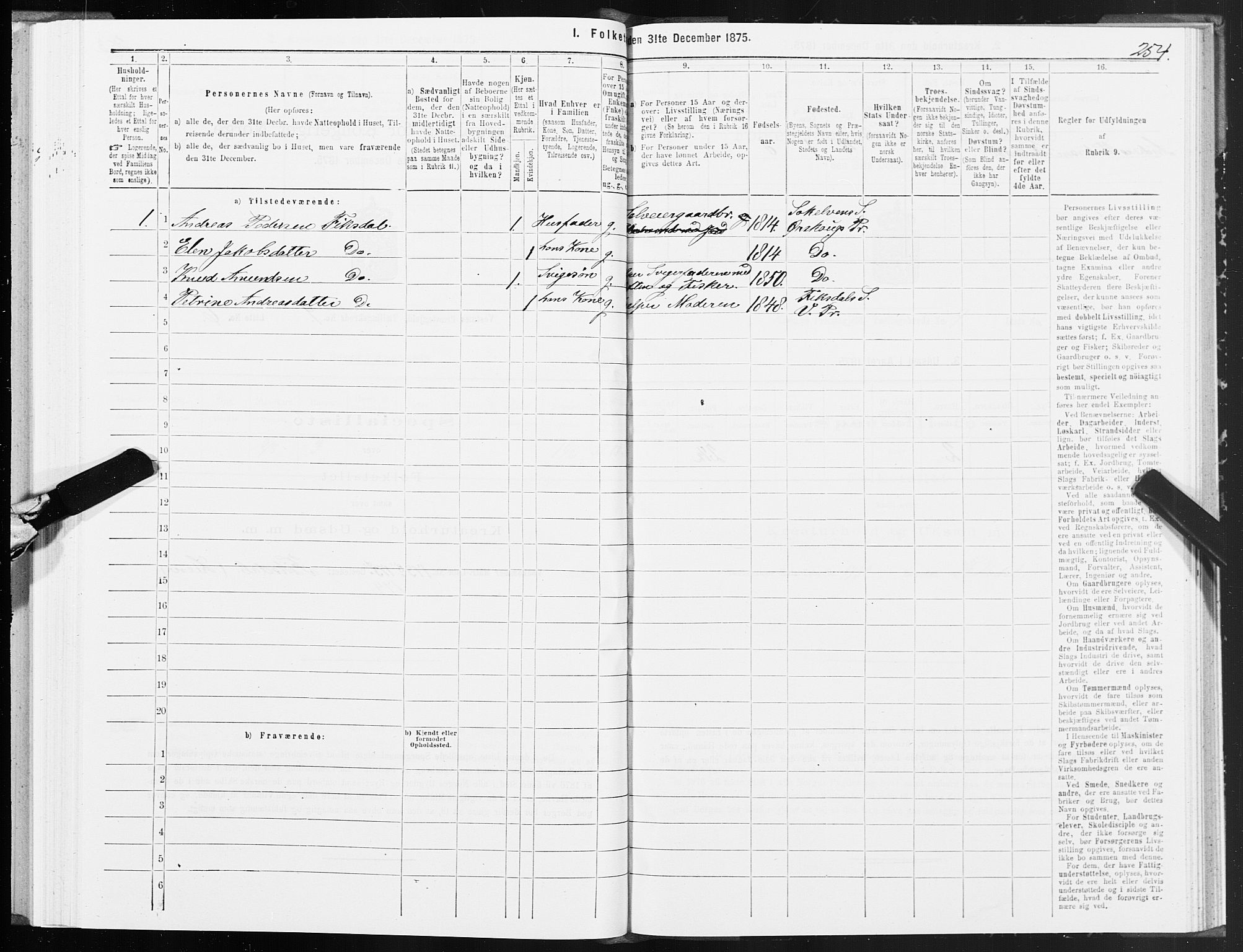 SAT, 1875 census for 1535P Vestnes, 1875, p. 3254